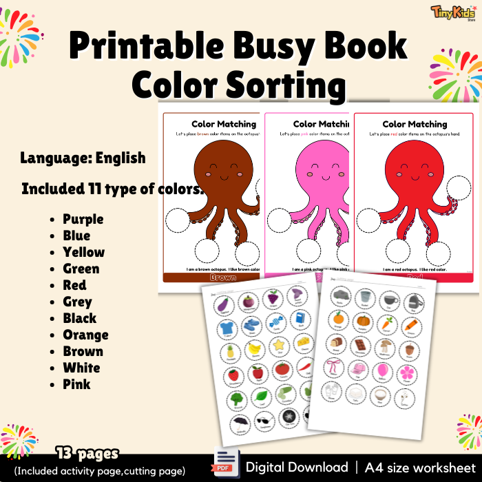 Printable Color Sorting Busy Book | Color Recognition