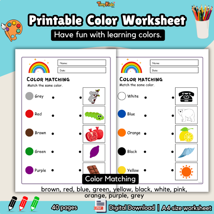 Printable Color Practice Worksheet | Let's Learn Color | Tracing, Writing, Coloring