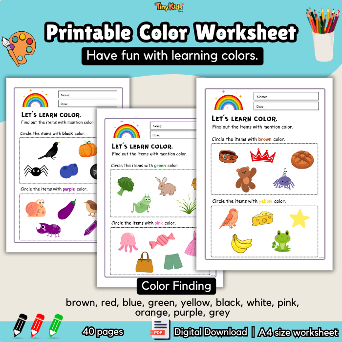 Printable Color Practice Worksheet | Let's Learn Color | Tracing, Writing, Coloring