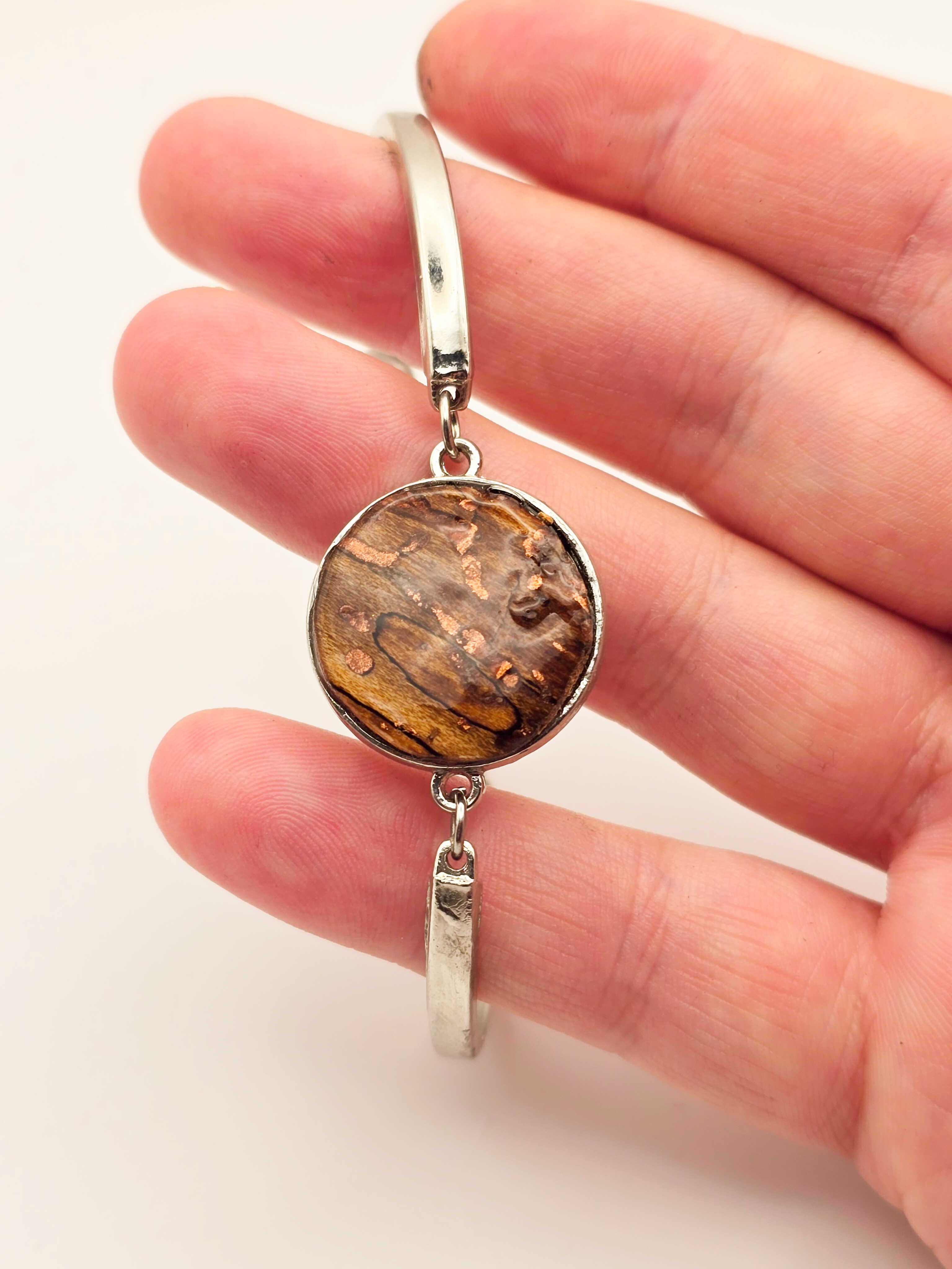 Handmade Copper and Spoltid Wood Bracelet