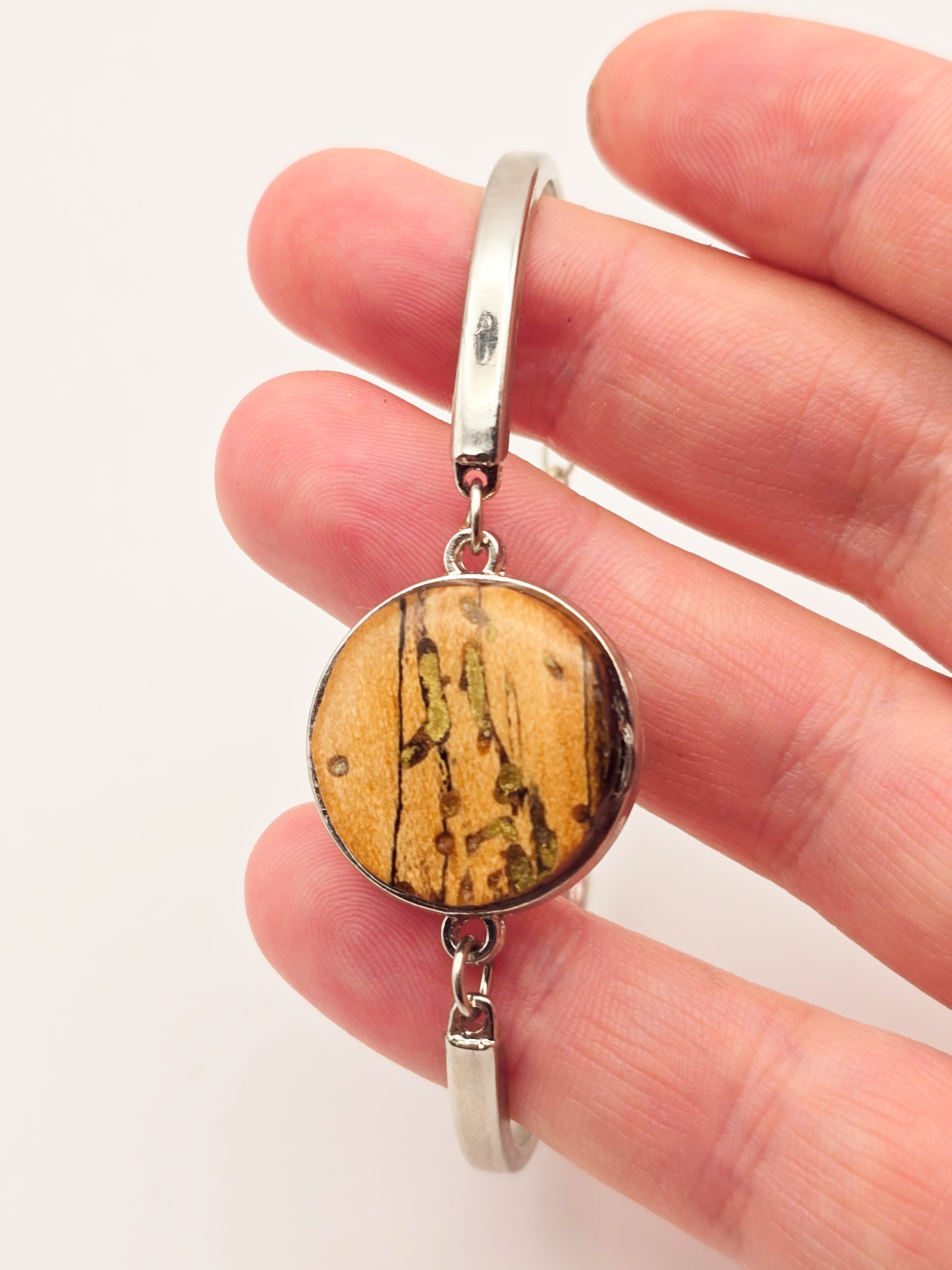 Handmade Bronze and Spoltid Wood Bracelet