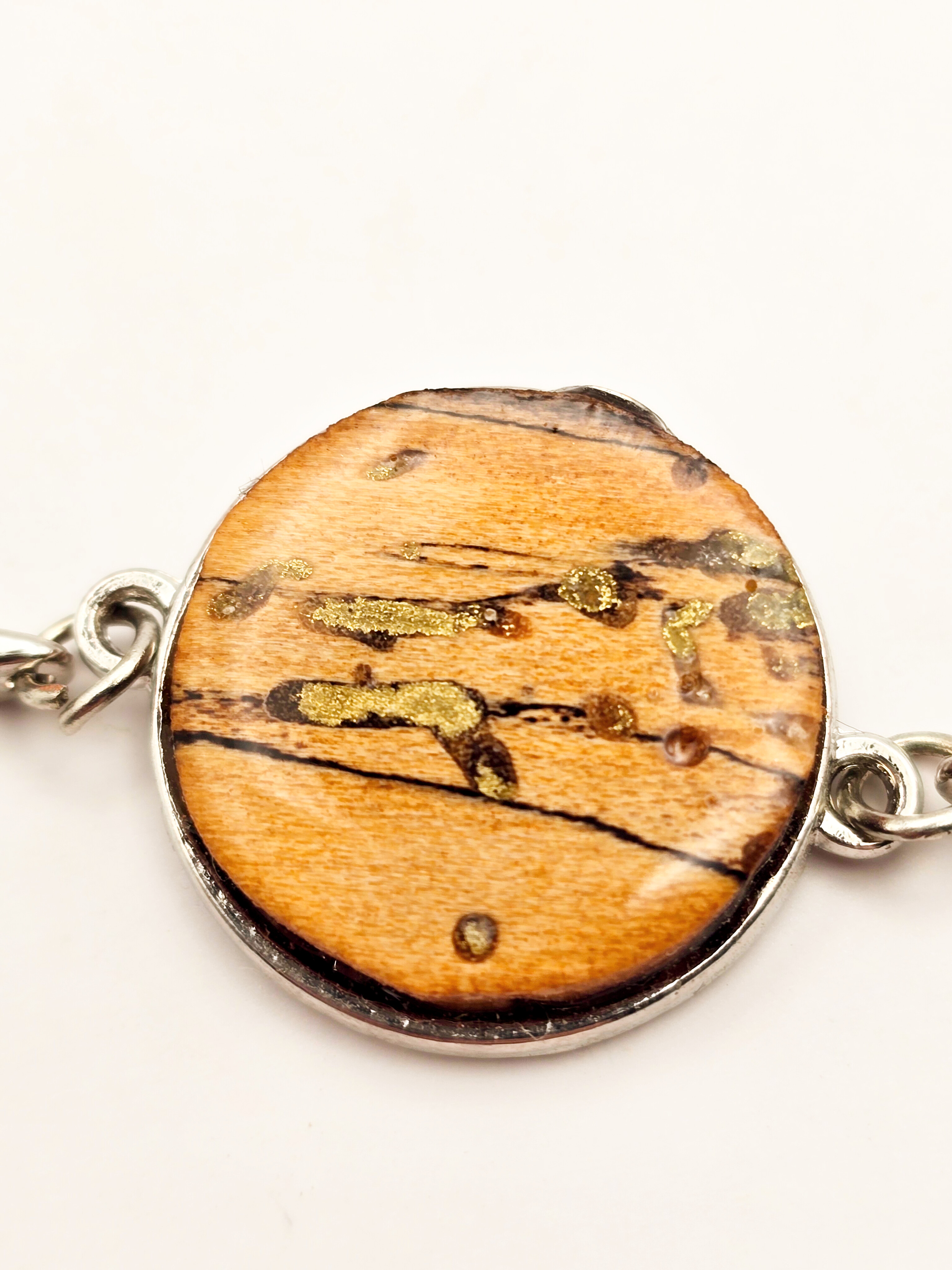 Handmade Bronze and Spoltid Wood Bracelet