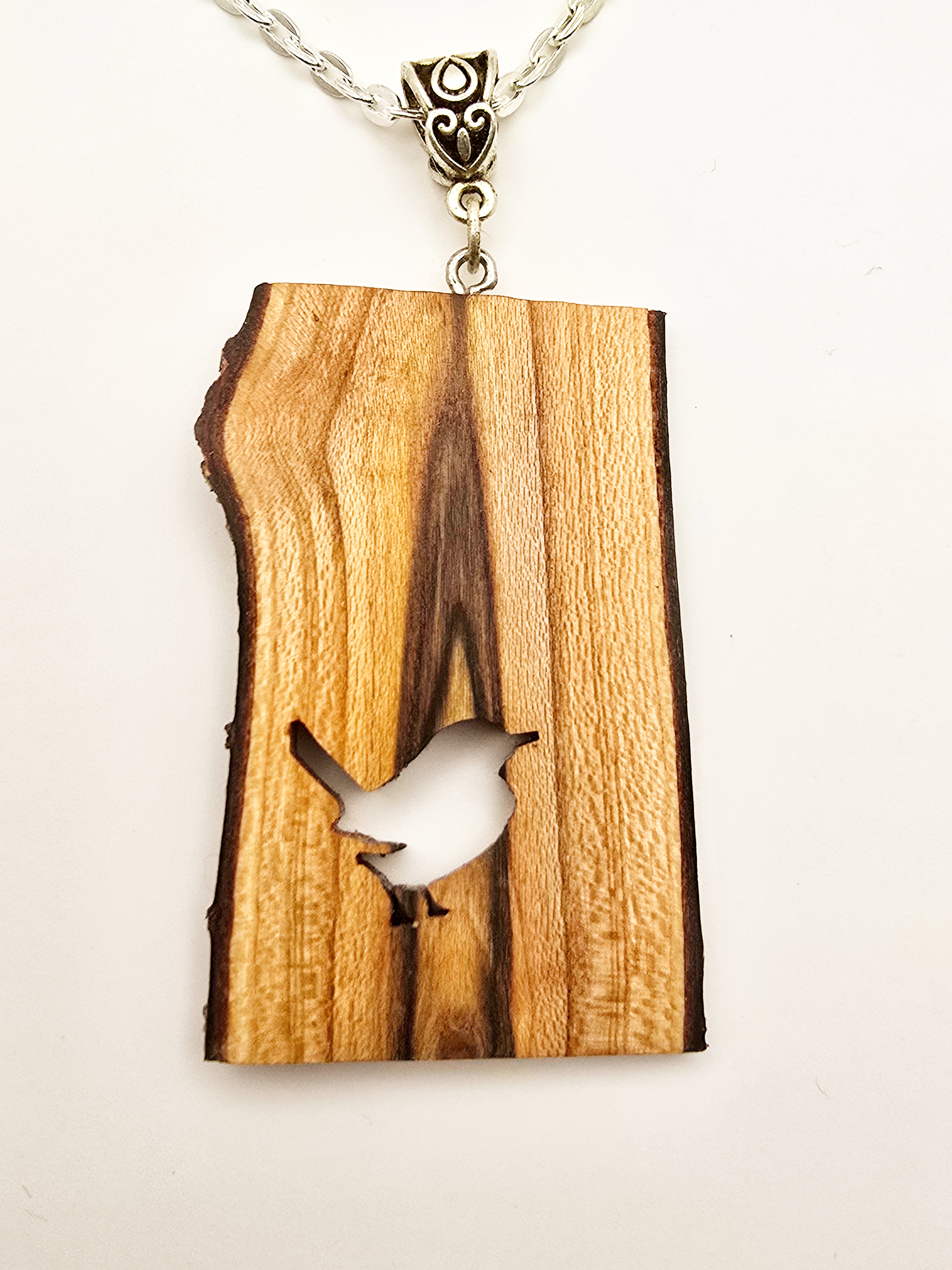 Wooden Bird Pendant Necklace