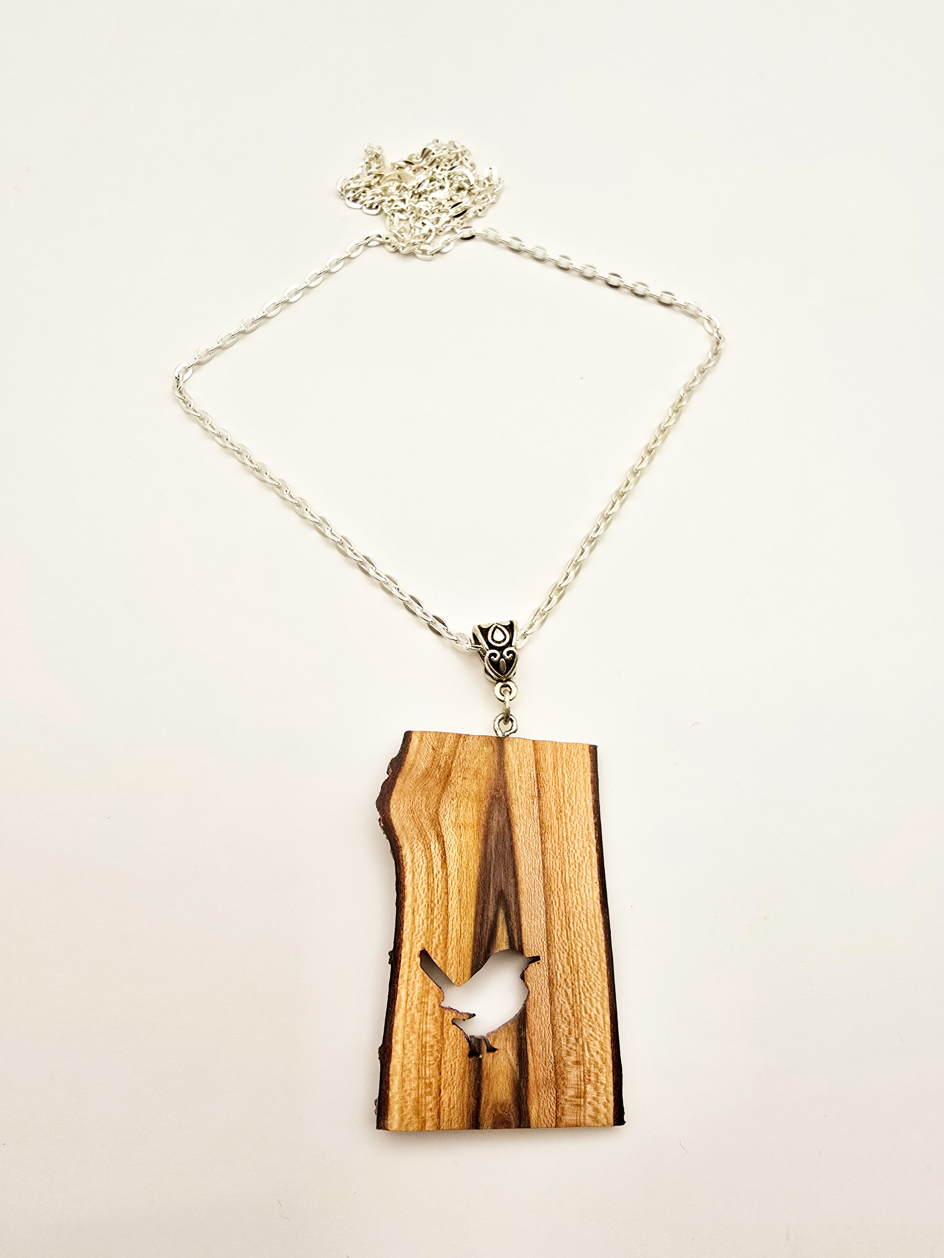 Wooden Bird Pendant Necklace