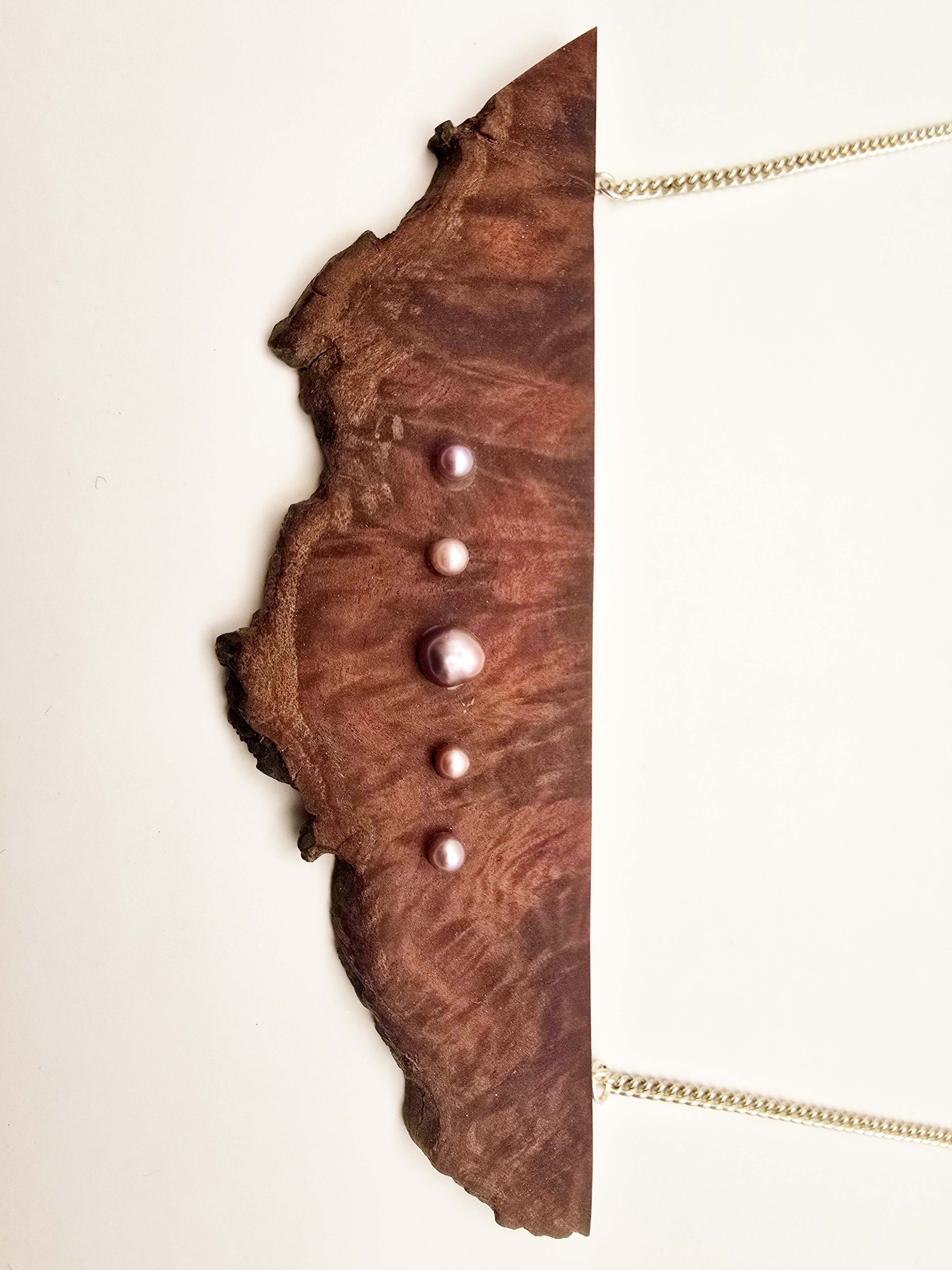 Wood and Pearl Statement Necklace