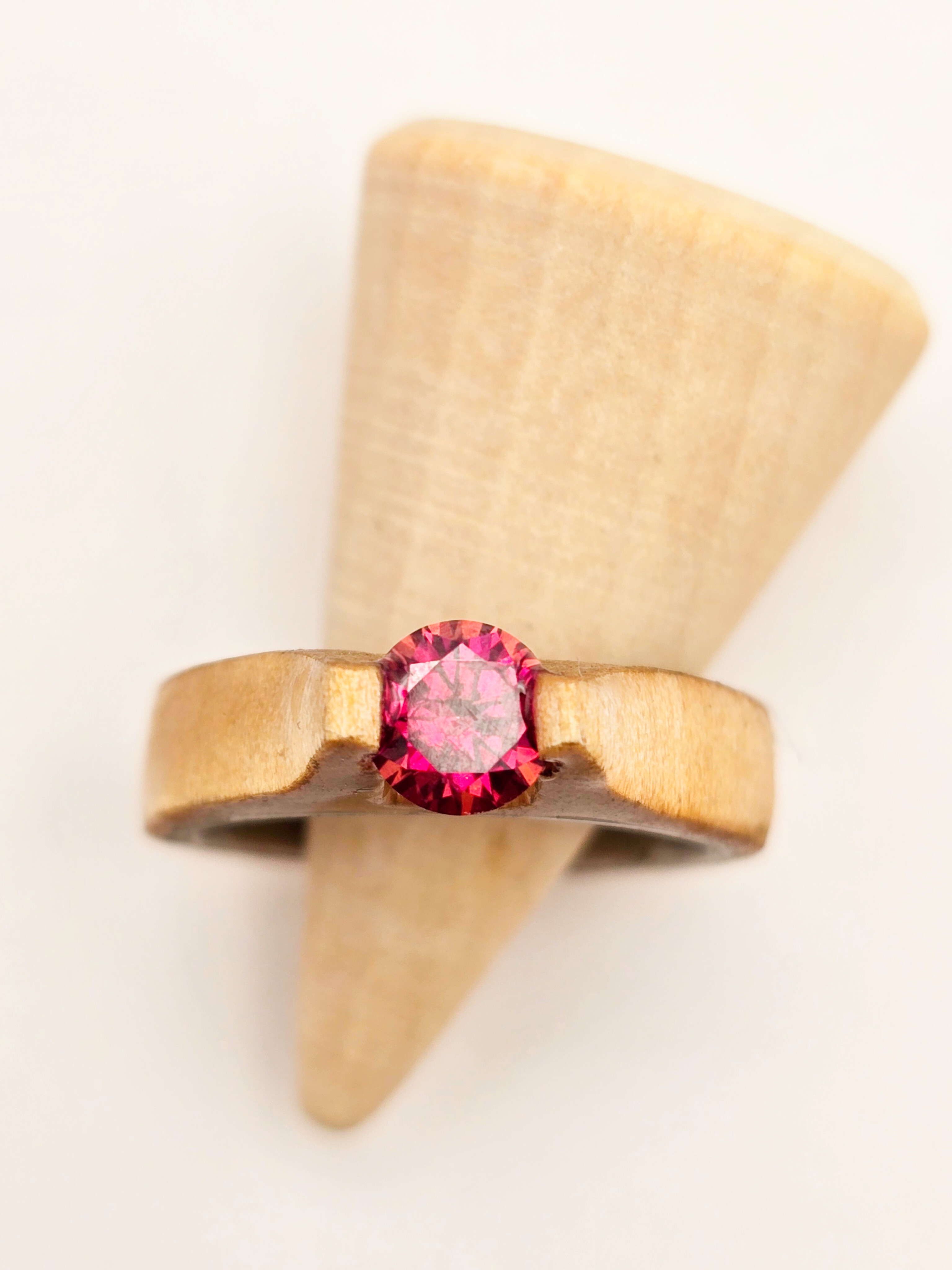 Silver Birch Ring with Watermelon Moissanite