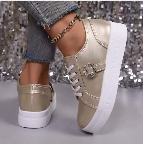 Women's Fashion Sneakers Gold Low Top