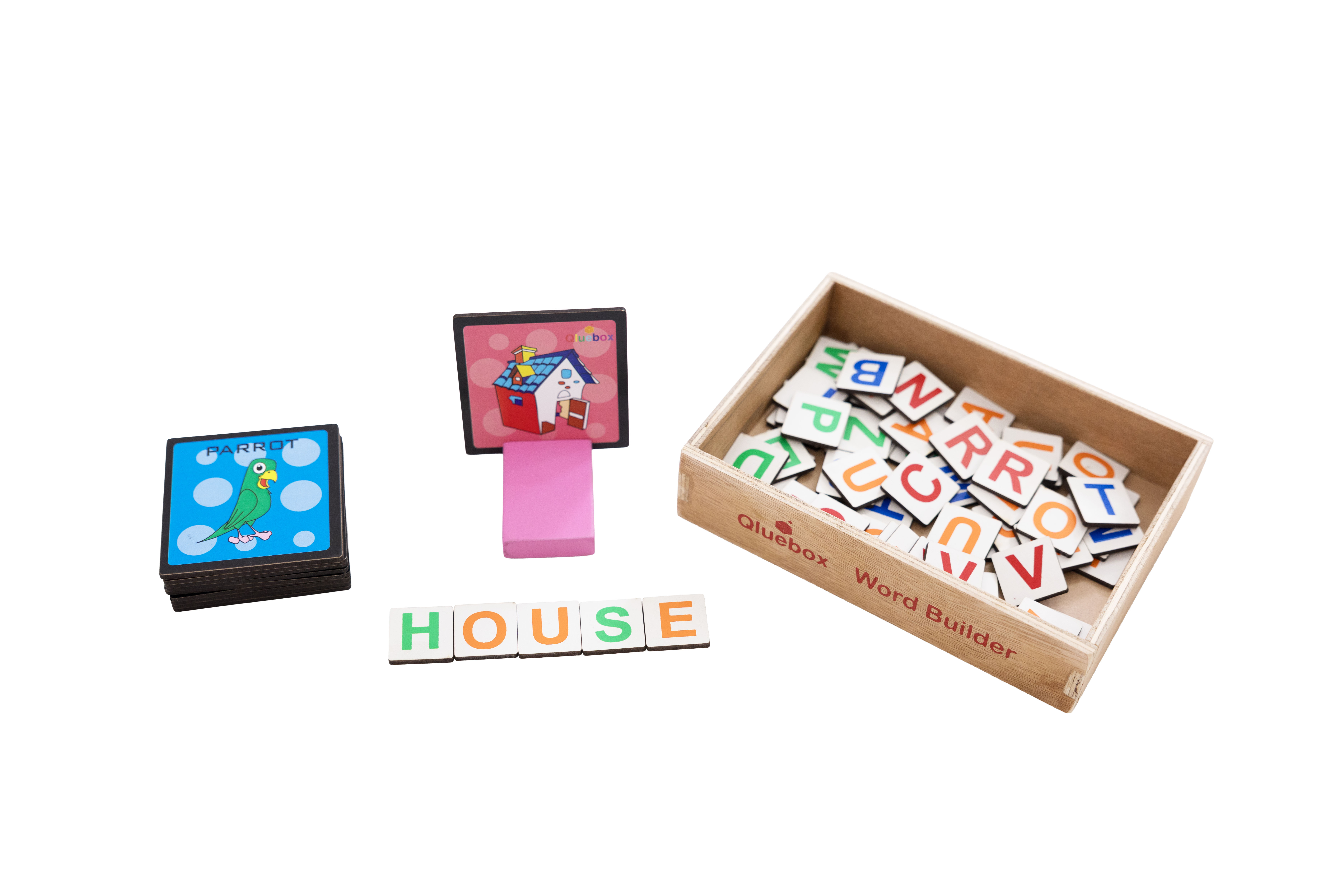 Qluebox Wooden Word Builder (Multicolor, Age- 3+)