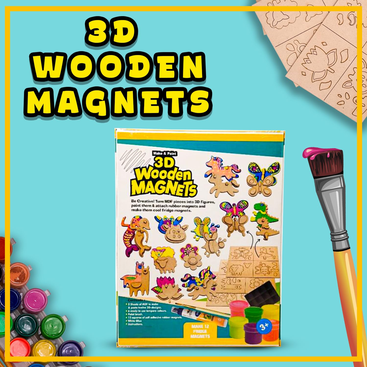 3D Wooden Magnets DIY Craft Kit Creative