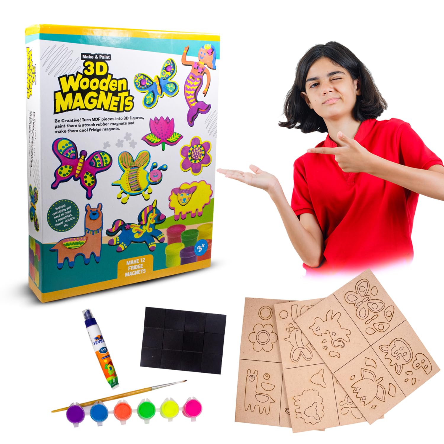 3D Wooden Magnets DIY Craft Kit Creative