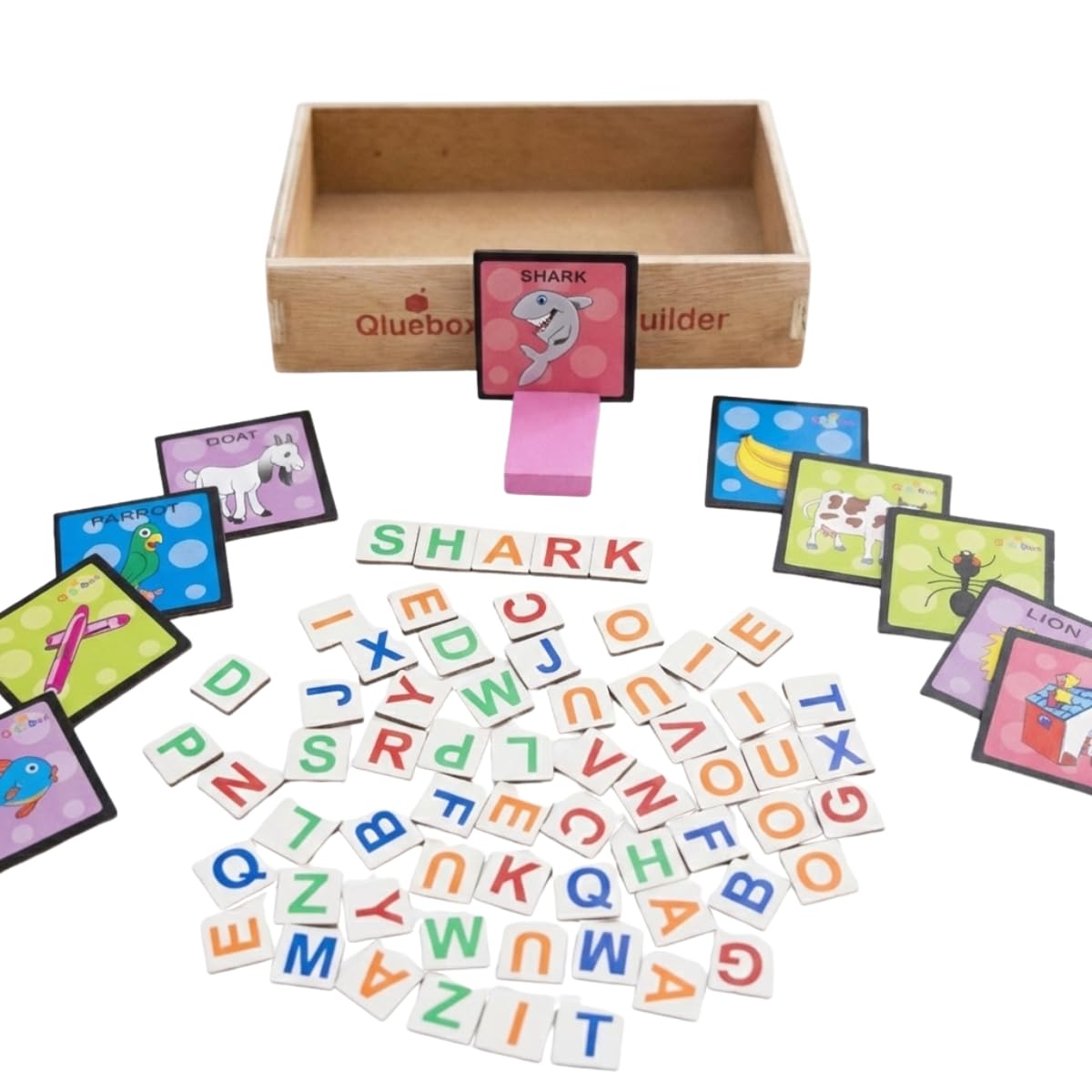Qluebox Wooden Word Builder (Multicolor, Age- 3+)
