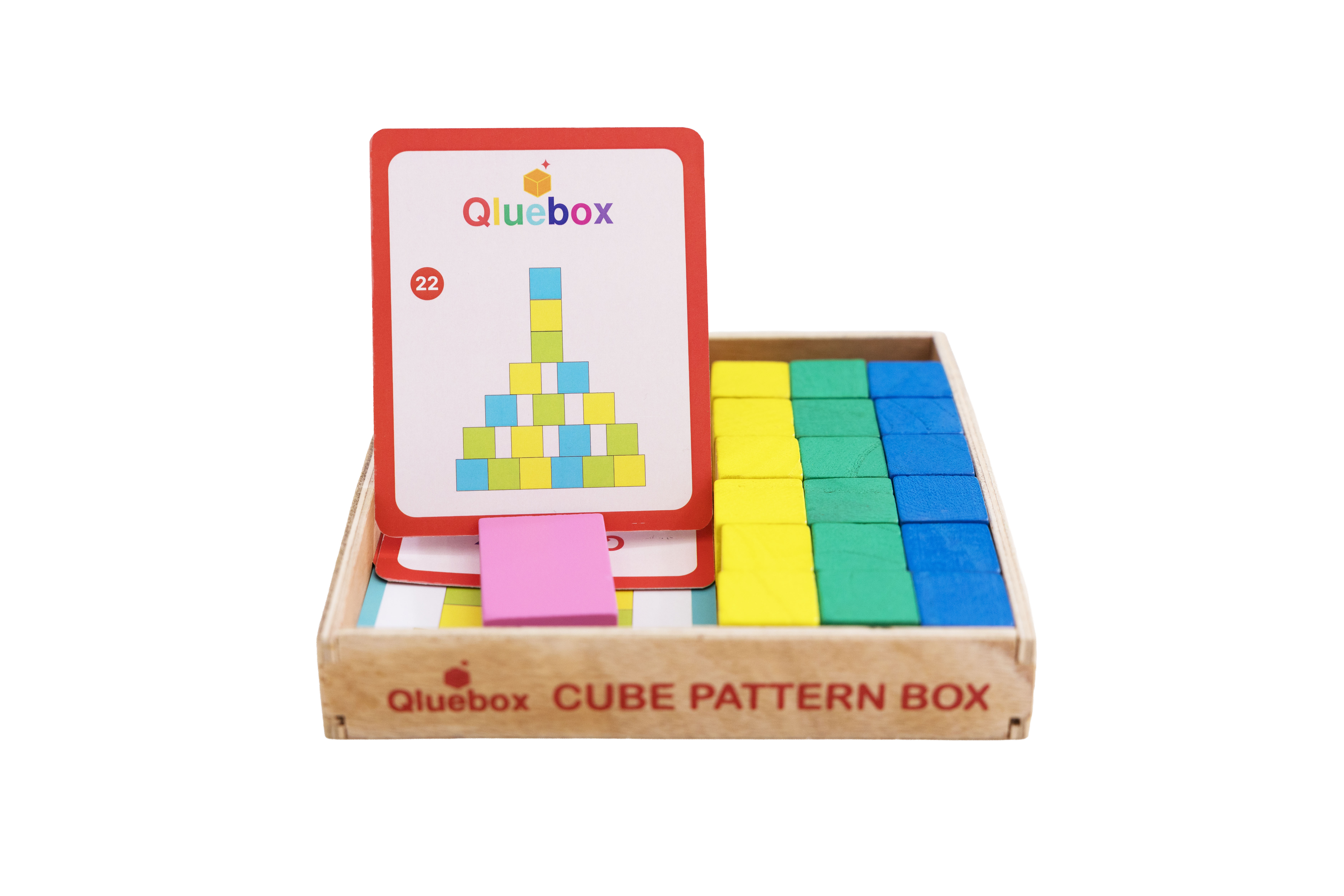 Qluebox Wooden Cube Pattern Puzzle Box for 1+ Year Old)