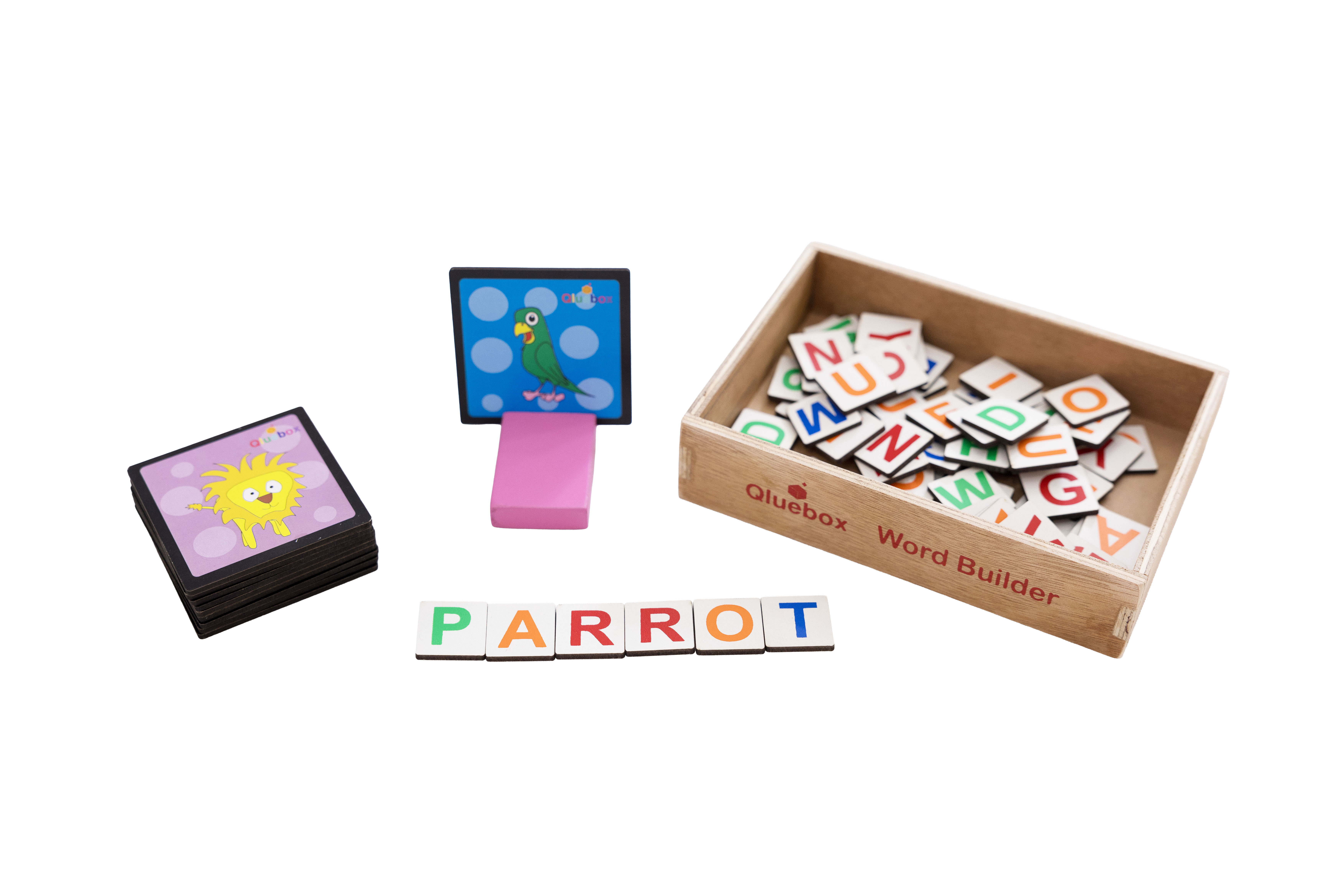Qluebox Wooden Word Builder (Multicolor, Age- 3+)