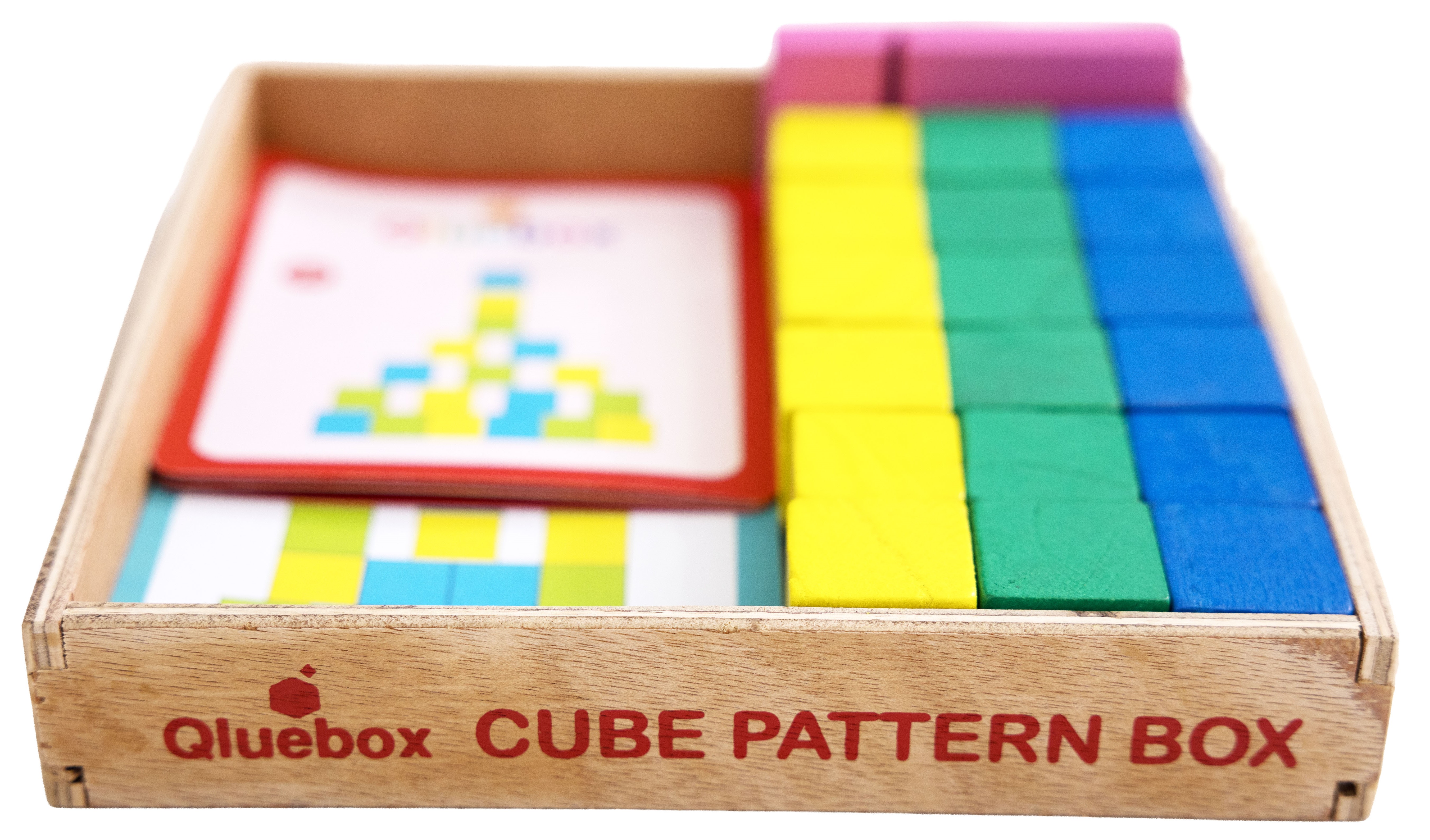 Qluebox Wooden Cube Pattern Puzzle Box for 1+ Year Old)