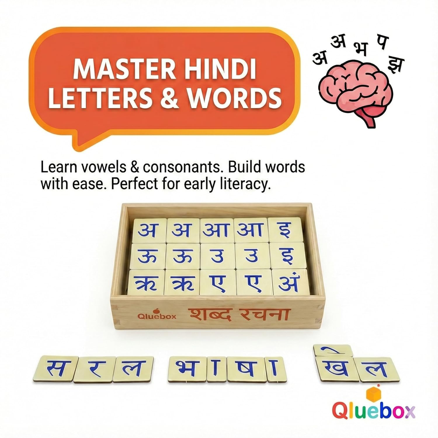 QlueBox Hindi Alphabet shabd Rachna Box  for 3+ Year Old Kids 