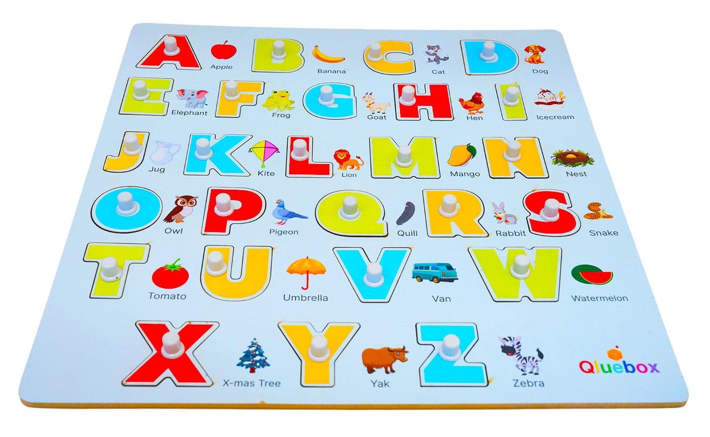 QlueBox Wooden Alphabet Puzzle  ABCD Learning Board