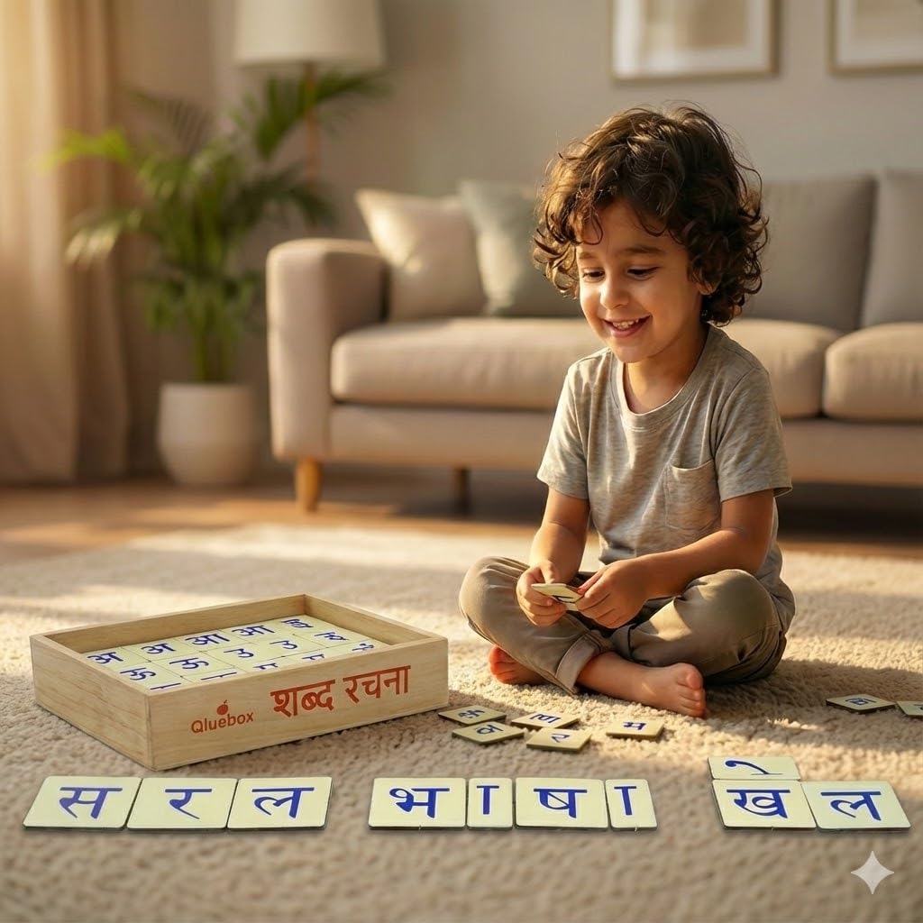 QlueBox Hindi Alphabet shabd Rachna Box  for 3+ Year Old Kids 