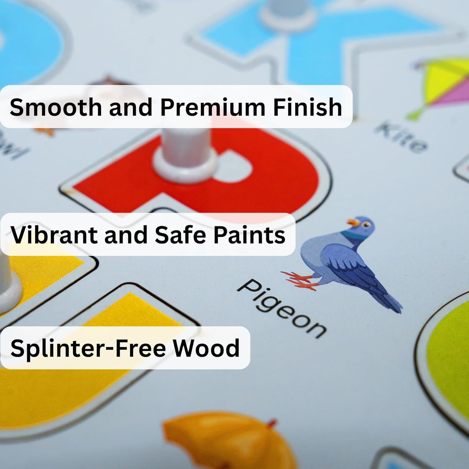 QlueBox Wooden Alphabet  ABCD Learning Board|age 3-6