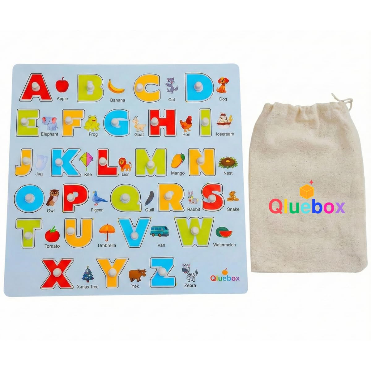 QlueBox Wooden Alphabet  ABCD Learning Board|age 3-6