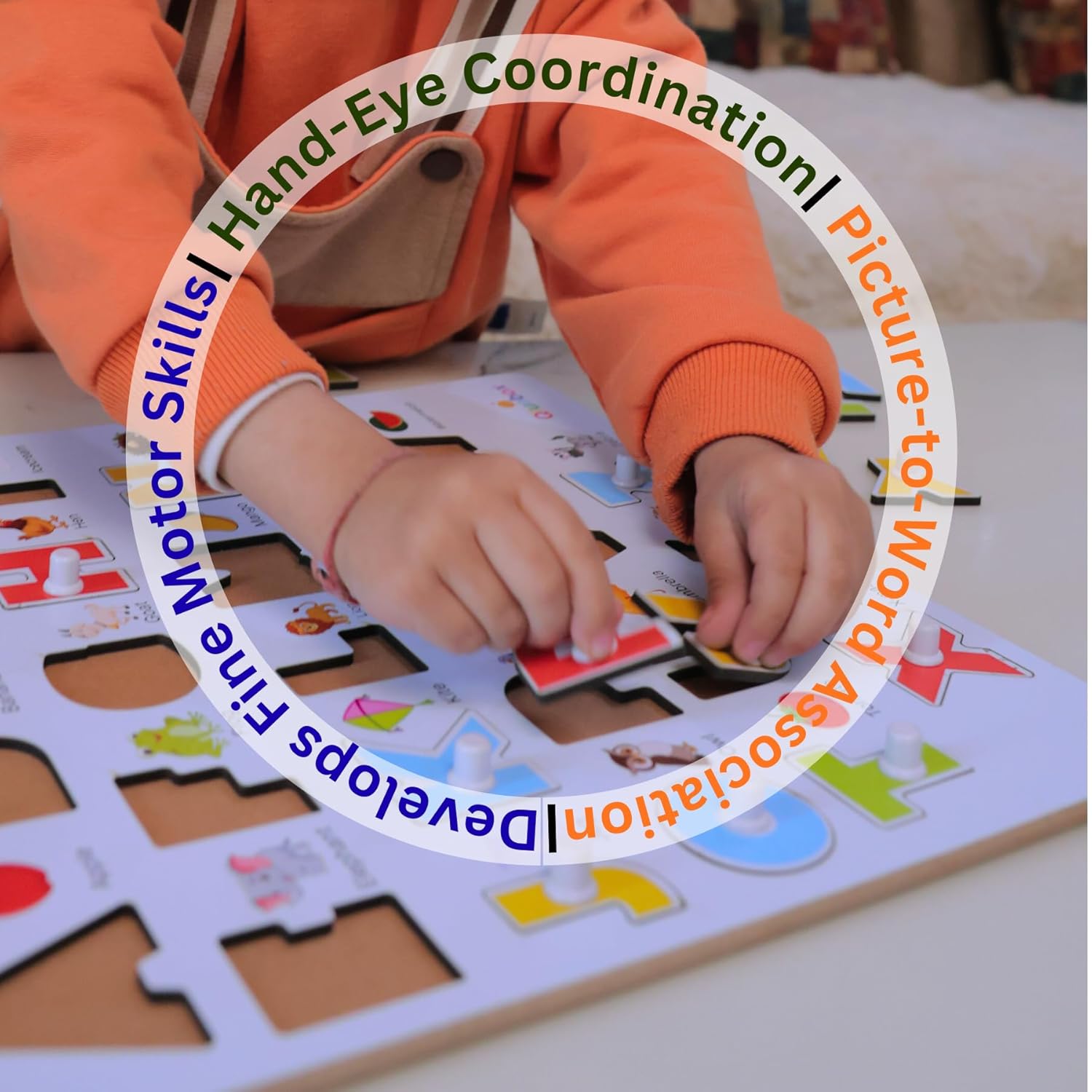 QlueBox Wooden Alphabet  ABCD Learning Board|age 3-6