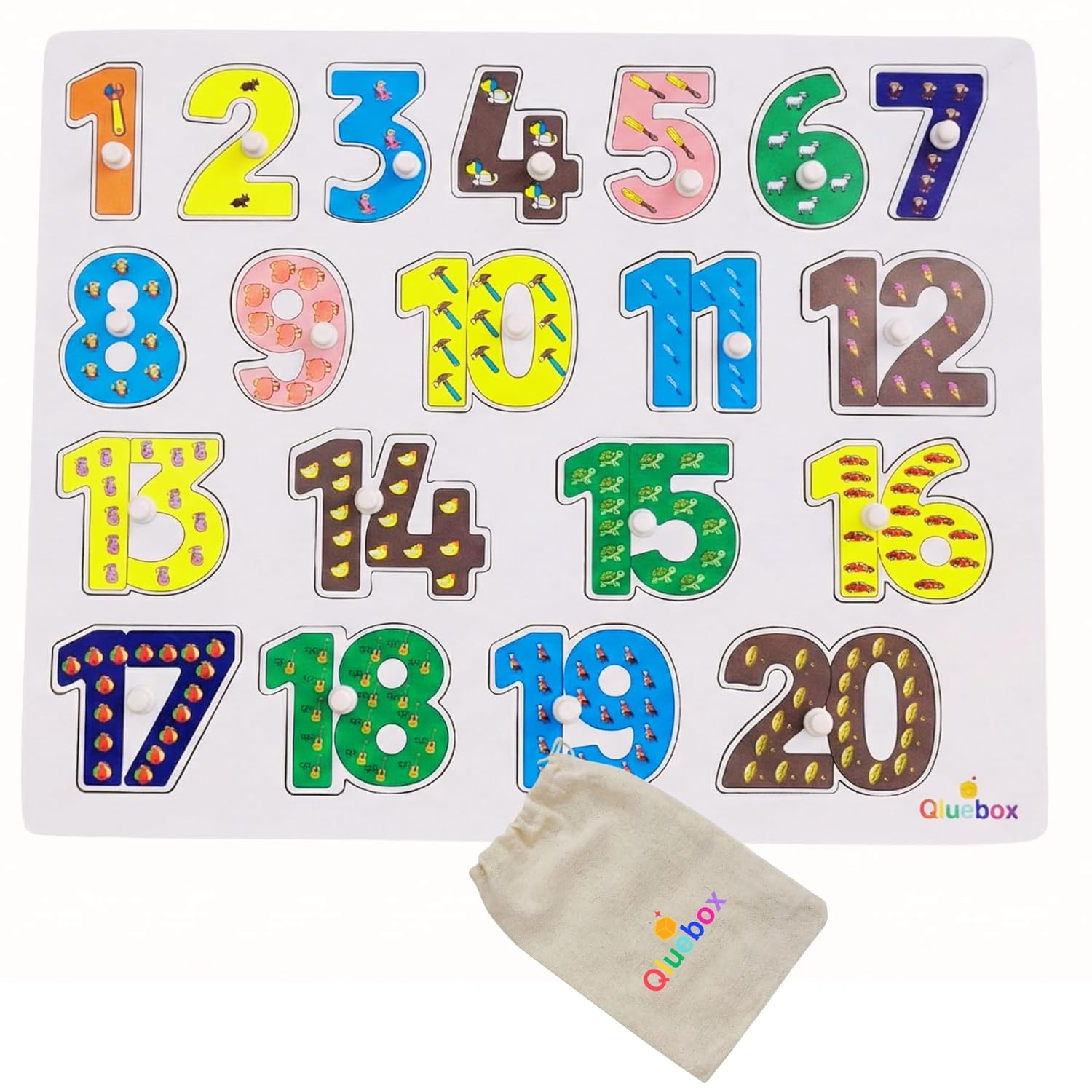 Qluebox Wooden Number Board for  3+ Years old