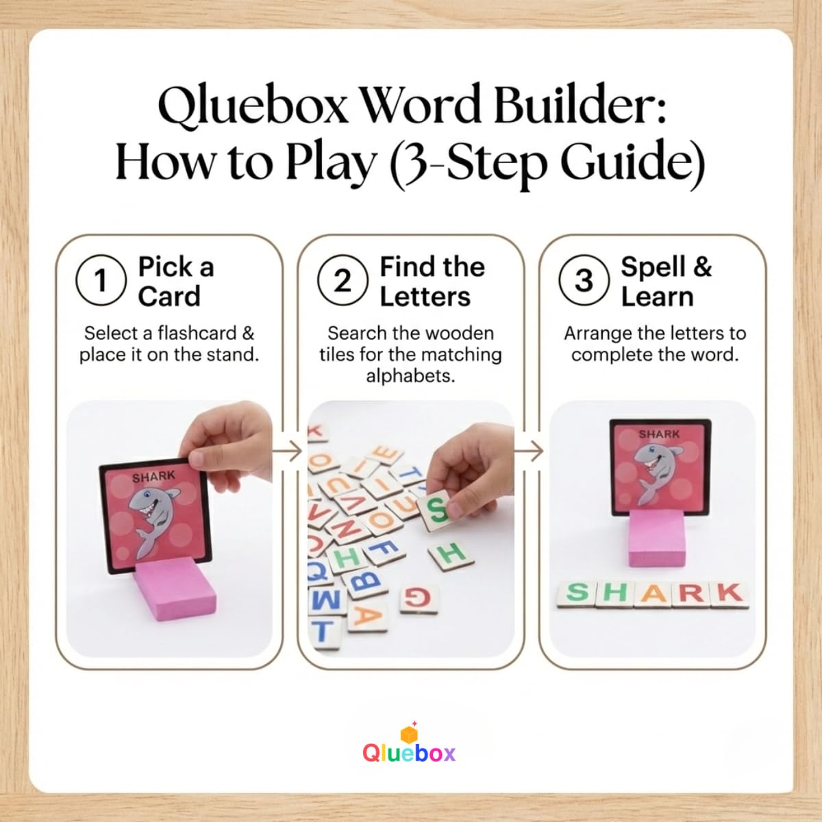 Qluebox Wooden Word Builder (Multicolor, Age- 3+)