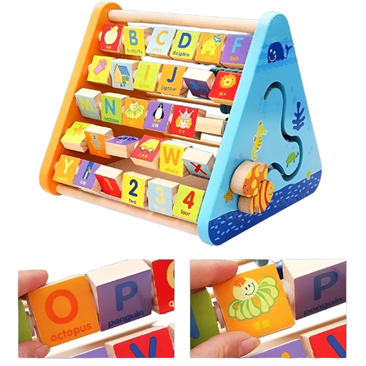5 in 1 Wooden Activity Centre Triangle Toy for 1-5 Year Old 