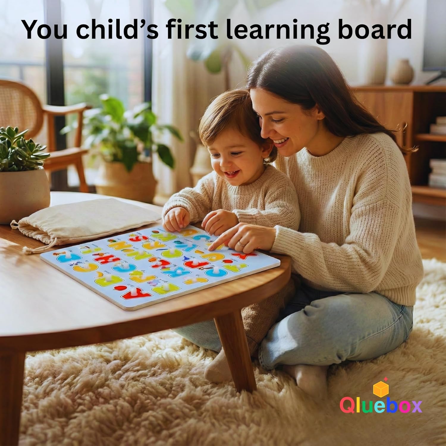 QlueBox Wooden Alphabet  ABCD Learning Board|age 3-6