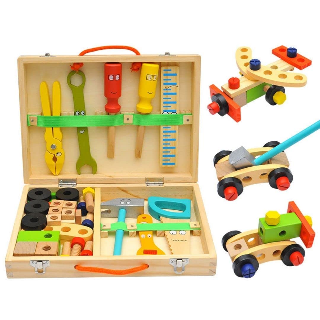Wooden Tool Kit Set with Tool Box (37 Pcs) | Pretend Play 