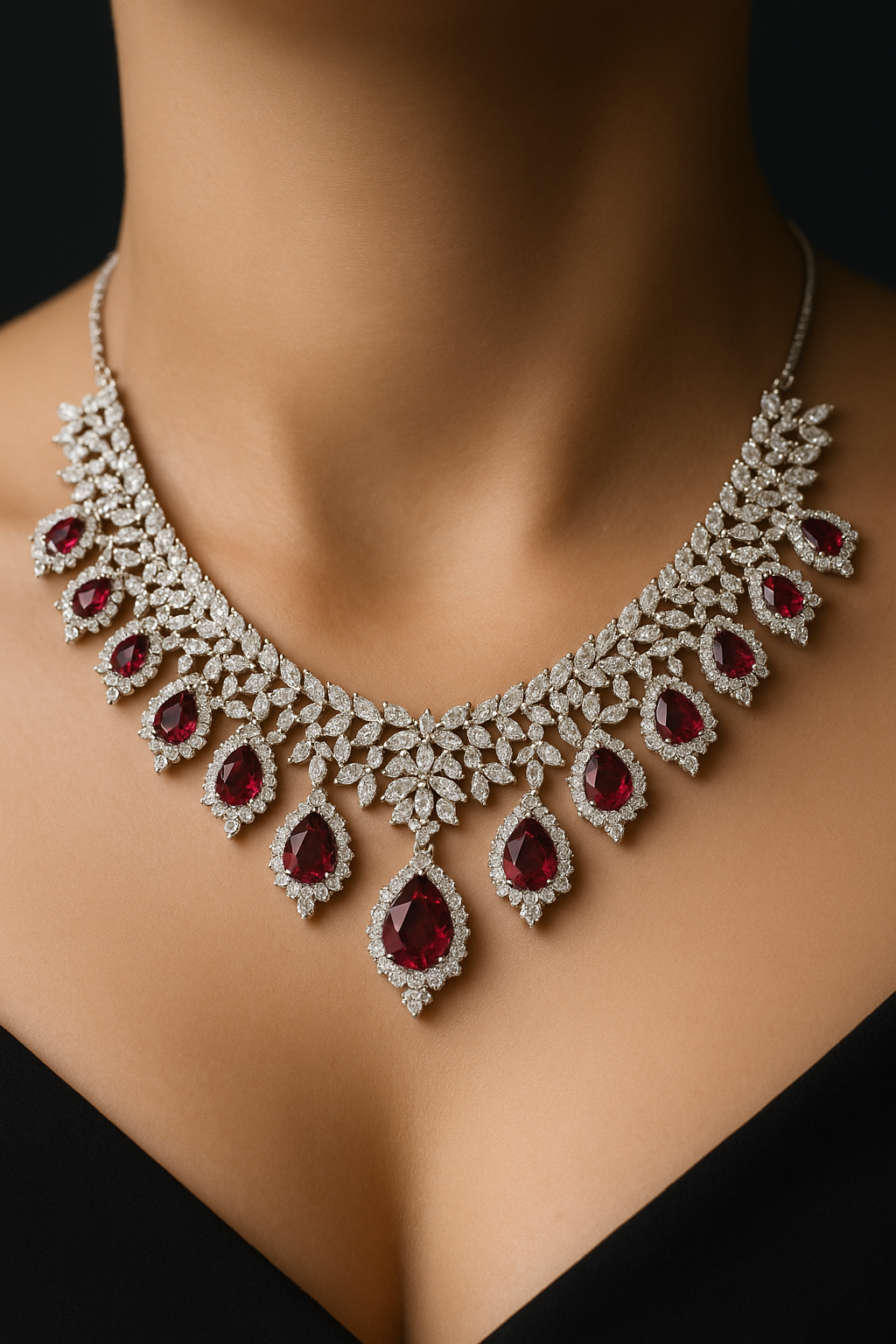 Heavy Silver AD Necklace Set – Make a Statement