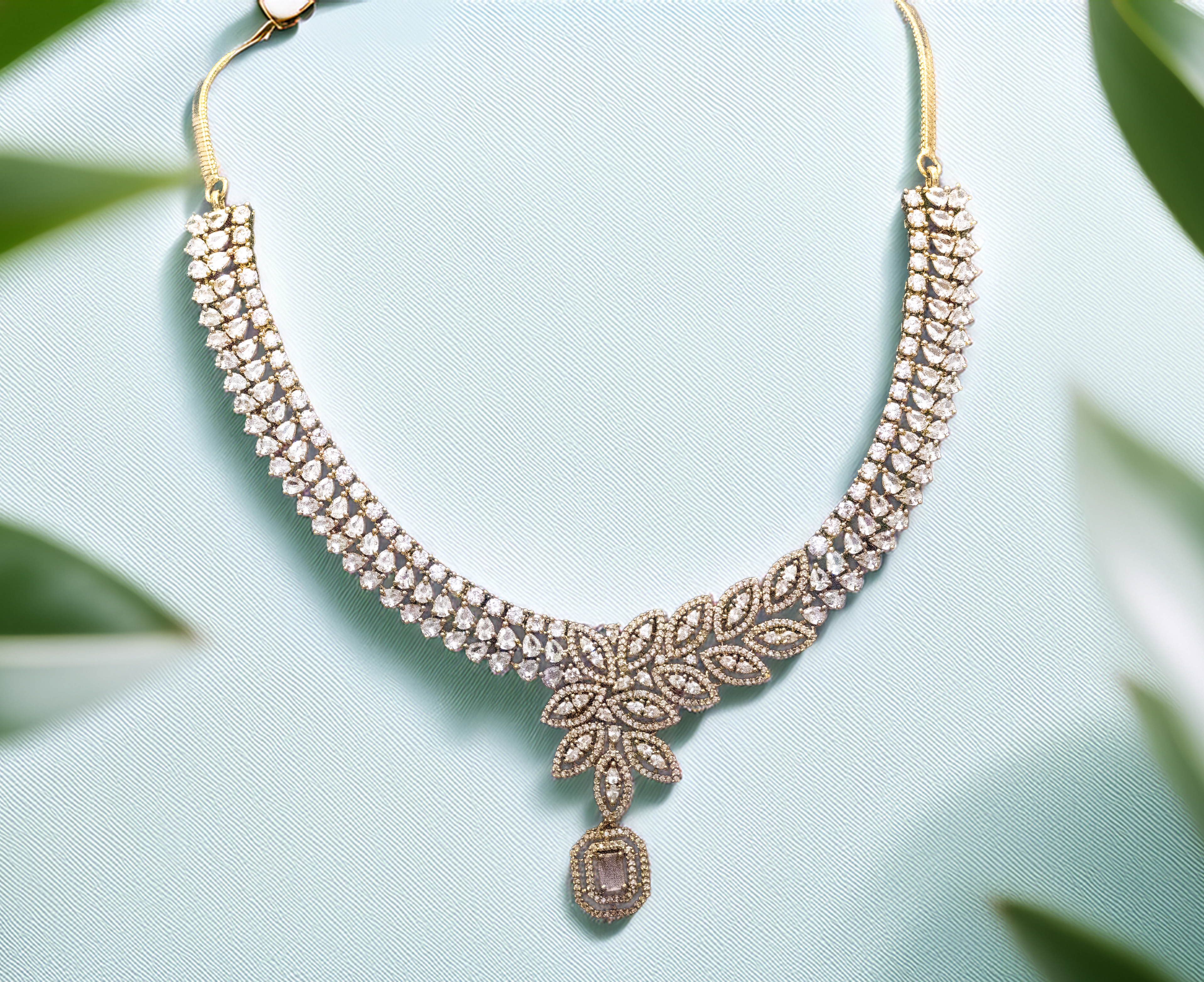 Designer Brass AD Necklace Set for Women – Trending Now (1030)