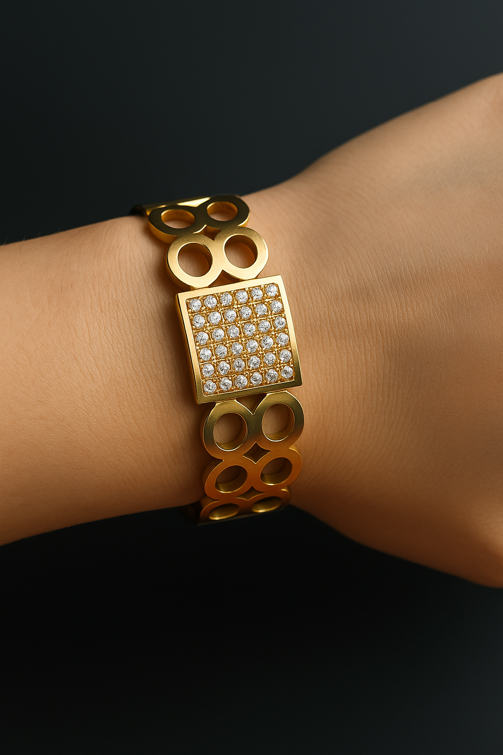 Elegant Golden and Crystal Bracelet (1054)