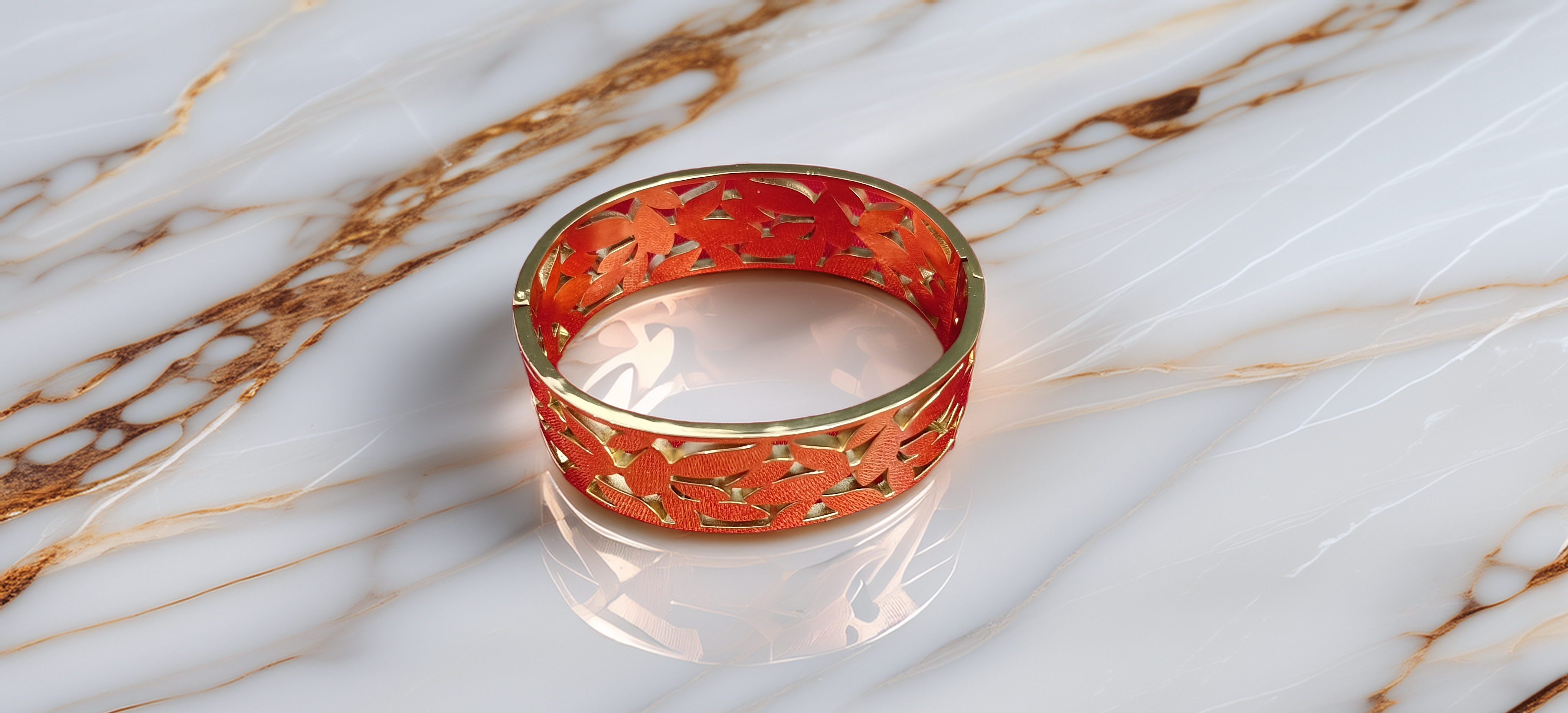 Elegant Gold Plated Leaf Bracelet (1058)