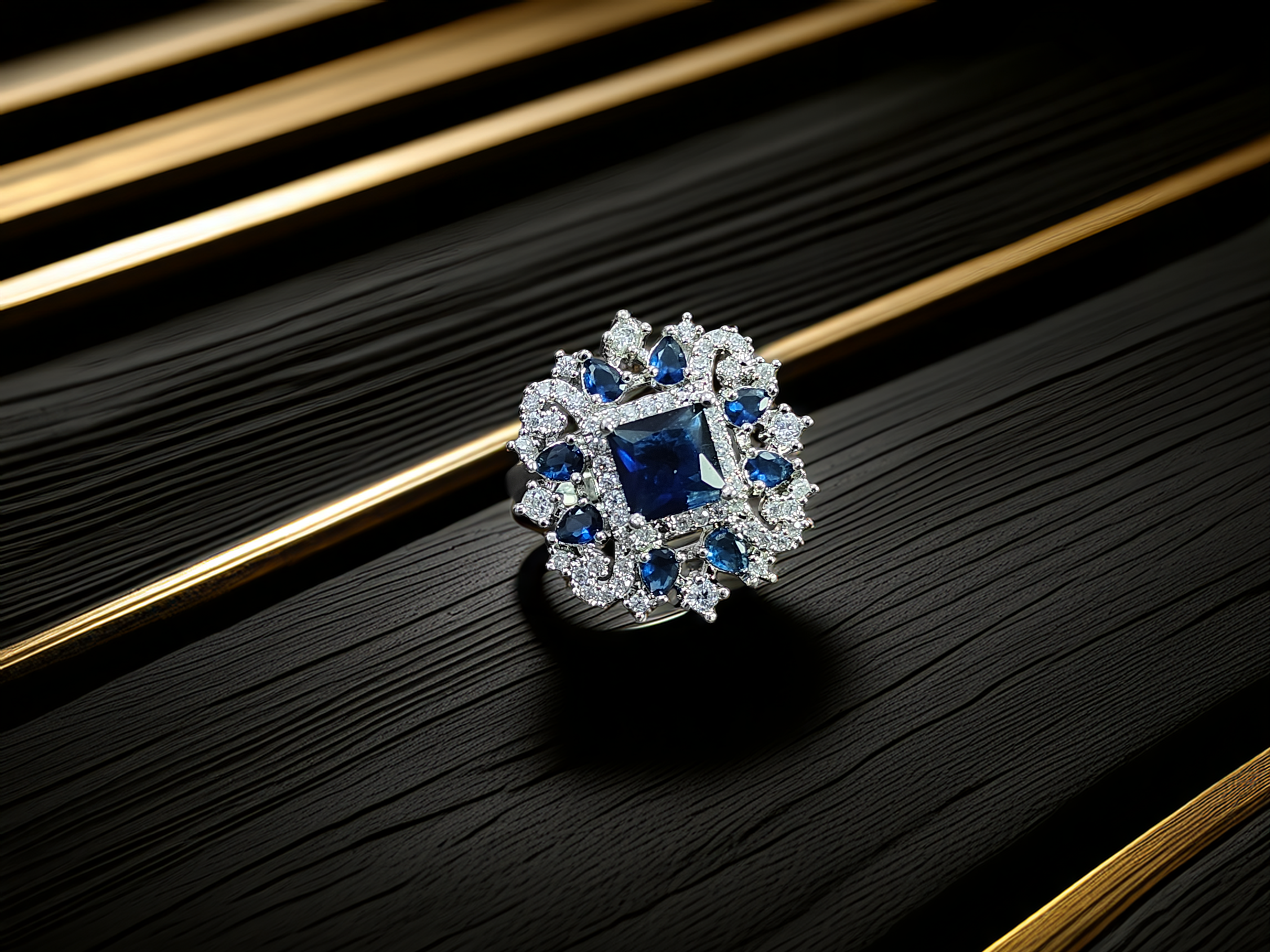 Budget-Friendly Elegant Square-Cut Gemstone Adjustable AD Ring in Silver | Trendy Look  (1034)