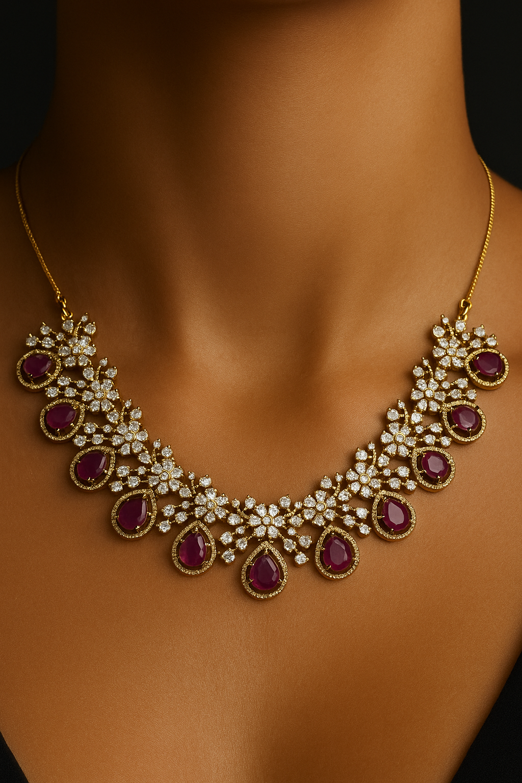 Brass AD Necklace Set – Premium Designer Look at Affordable Price (1006)