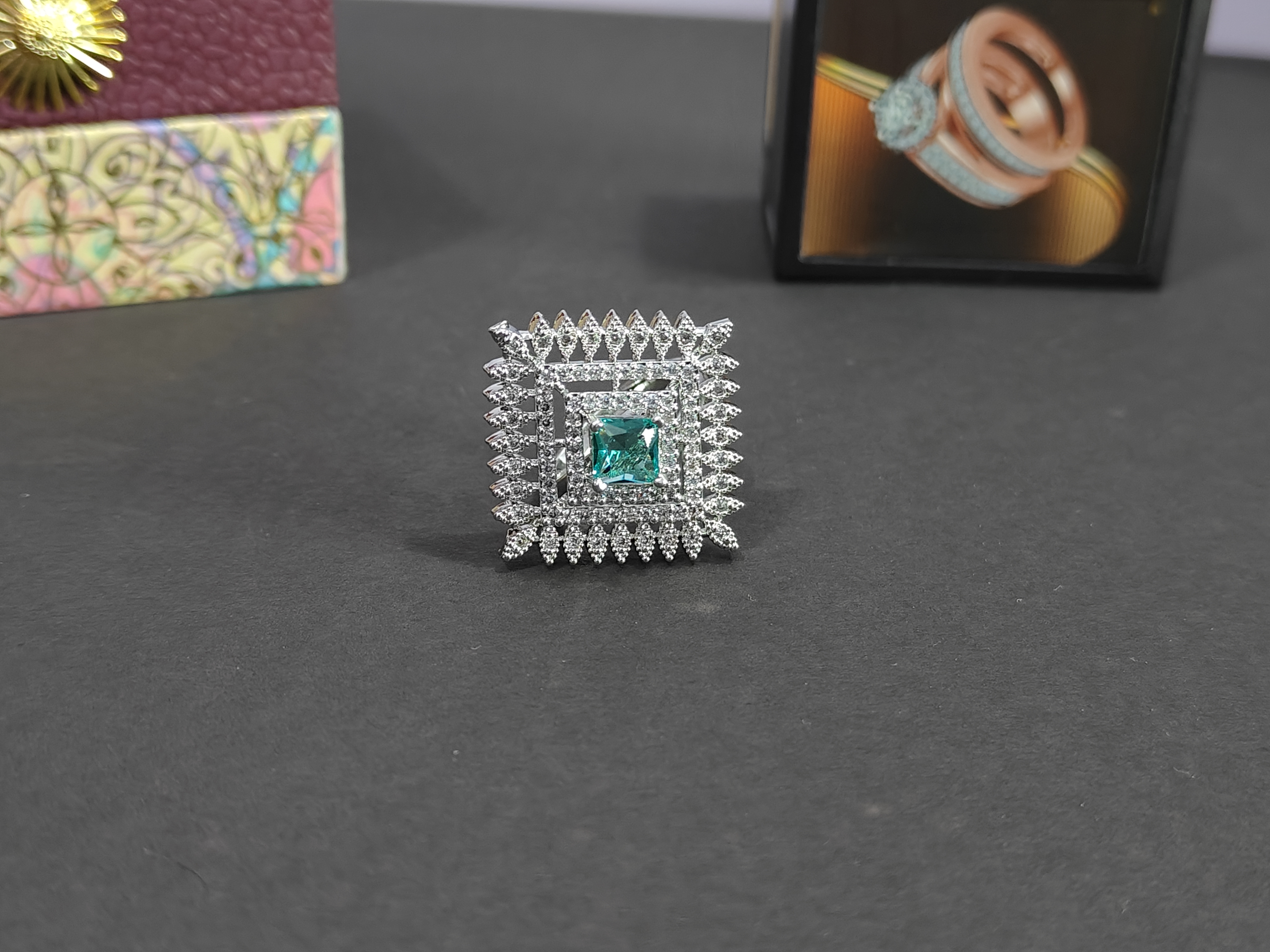 Silver Adjustable Ring | American Diamond Shine (1044)