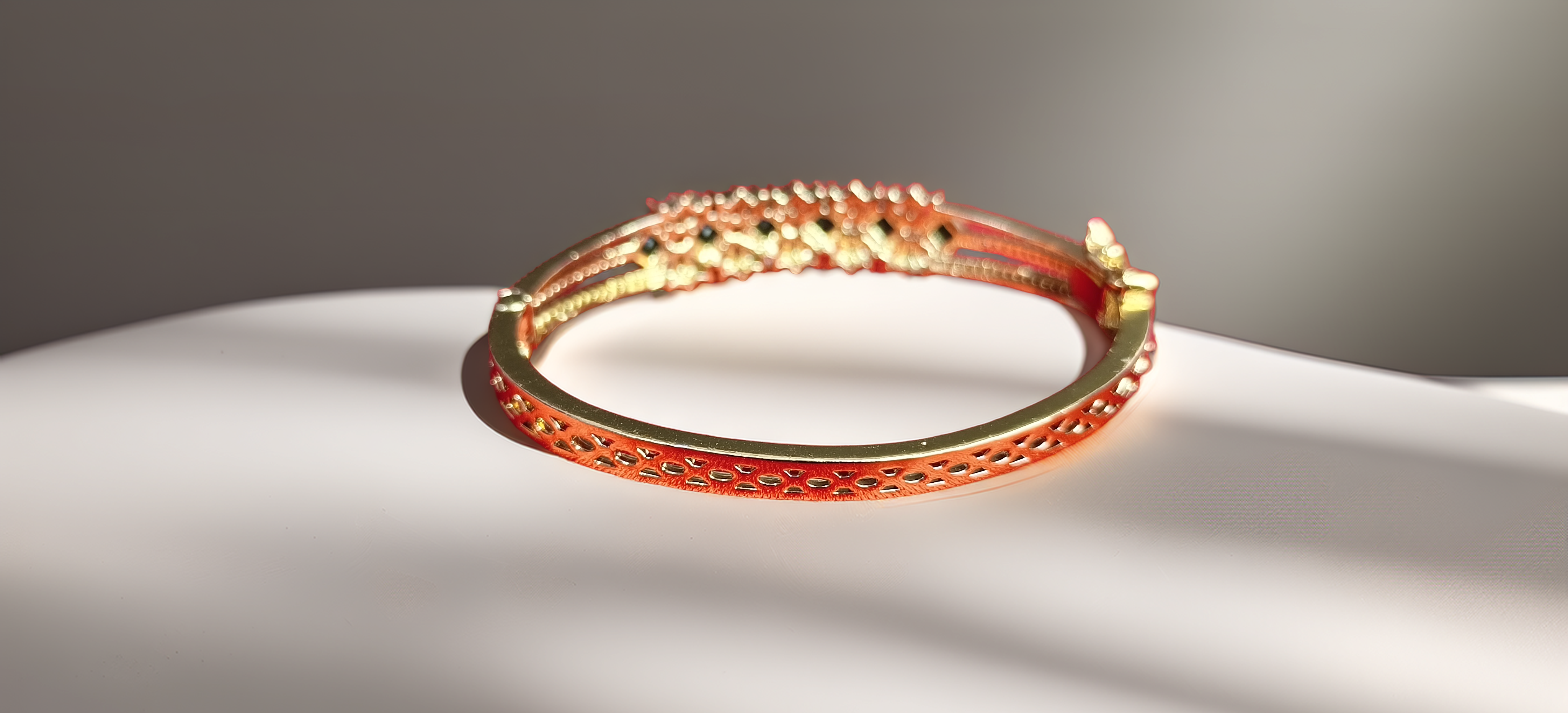 Stunning Gold Plated American Diamond Kada Bracelet for Women / Girls (1007)