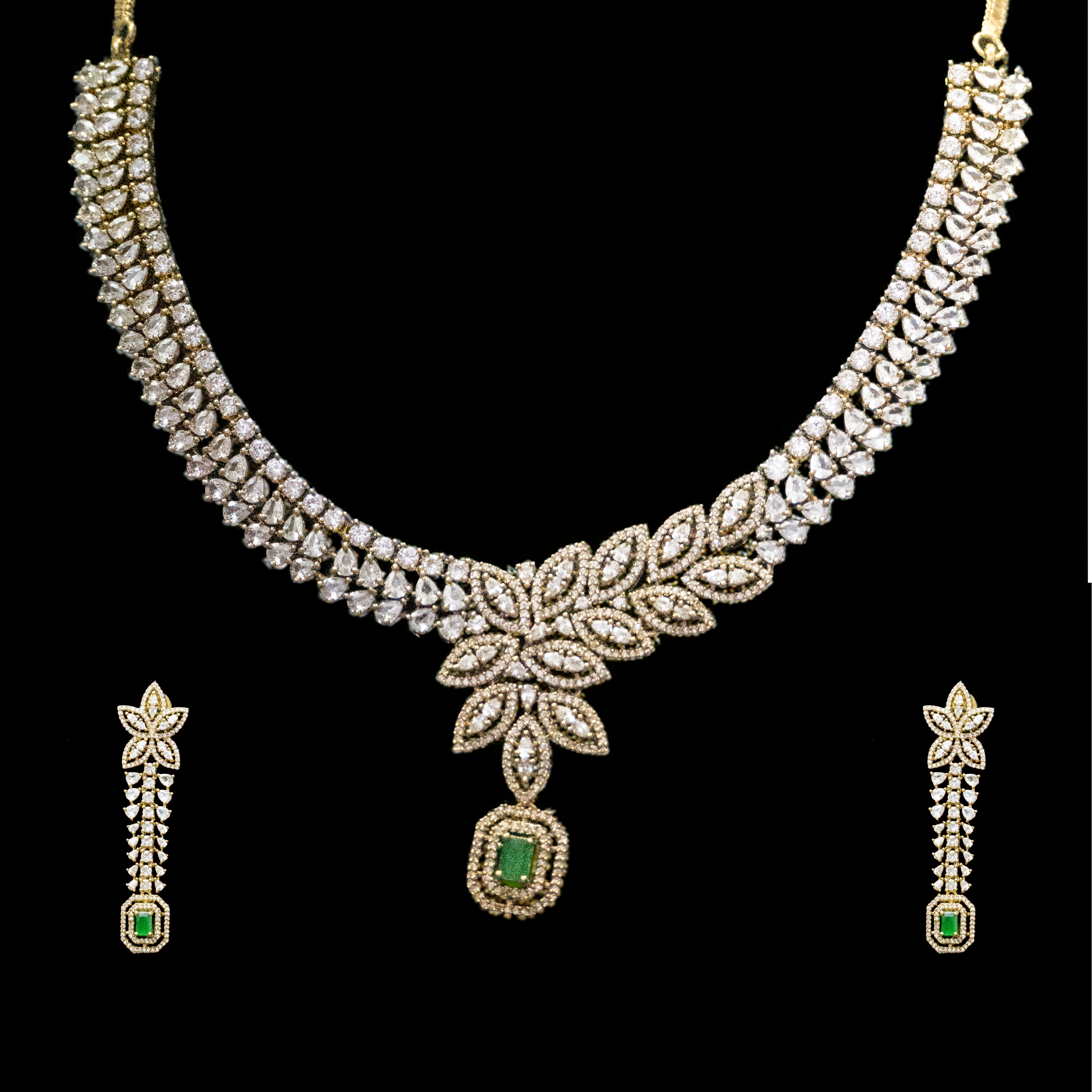 Lightweight Brass AD Necklace Set – Comfort Meets Style (1030)