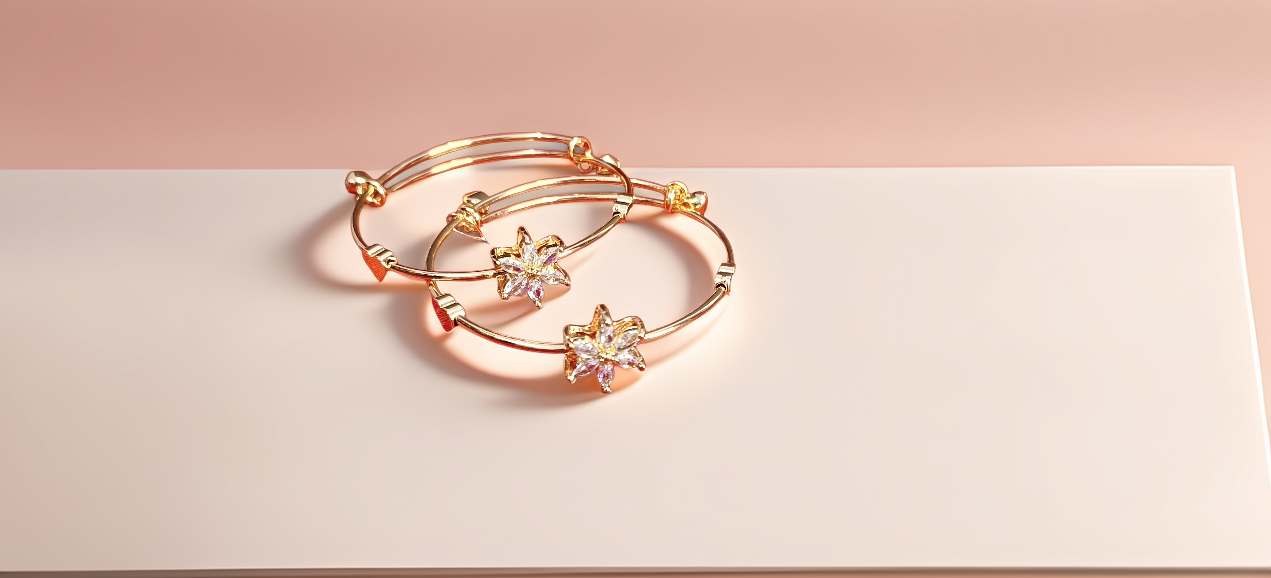 Pair of Sparkling Flower Bracelet | Crystal Kada for Women | Wedding & Party Wear Jewellery (1055)