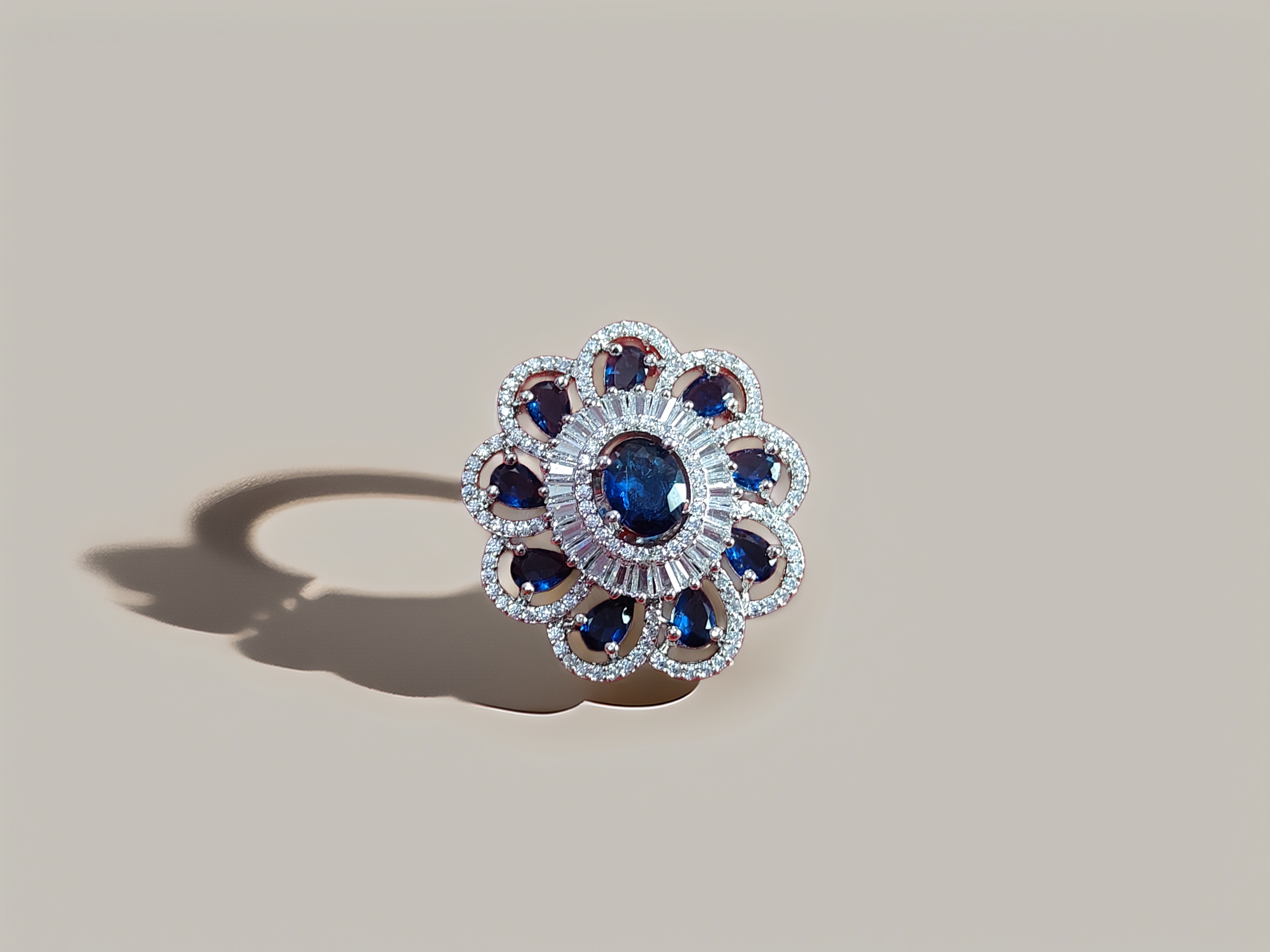 Vintage Sapphire and Diamond Cocktail Ring (1038)