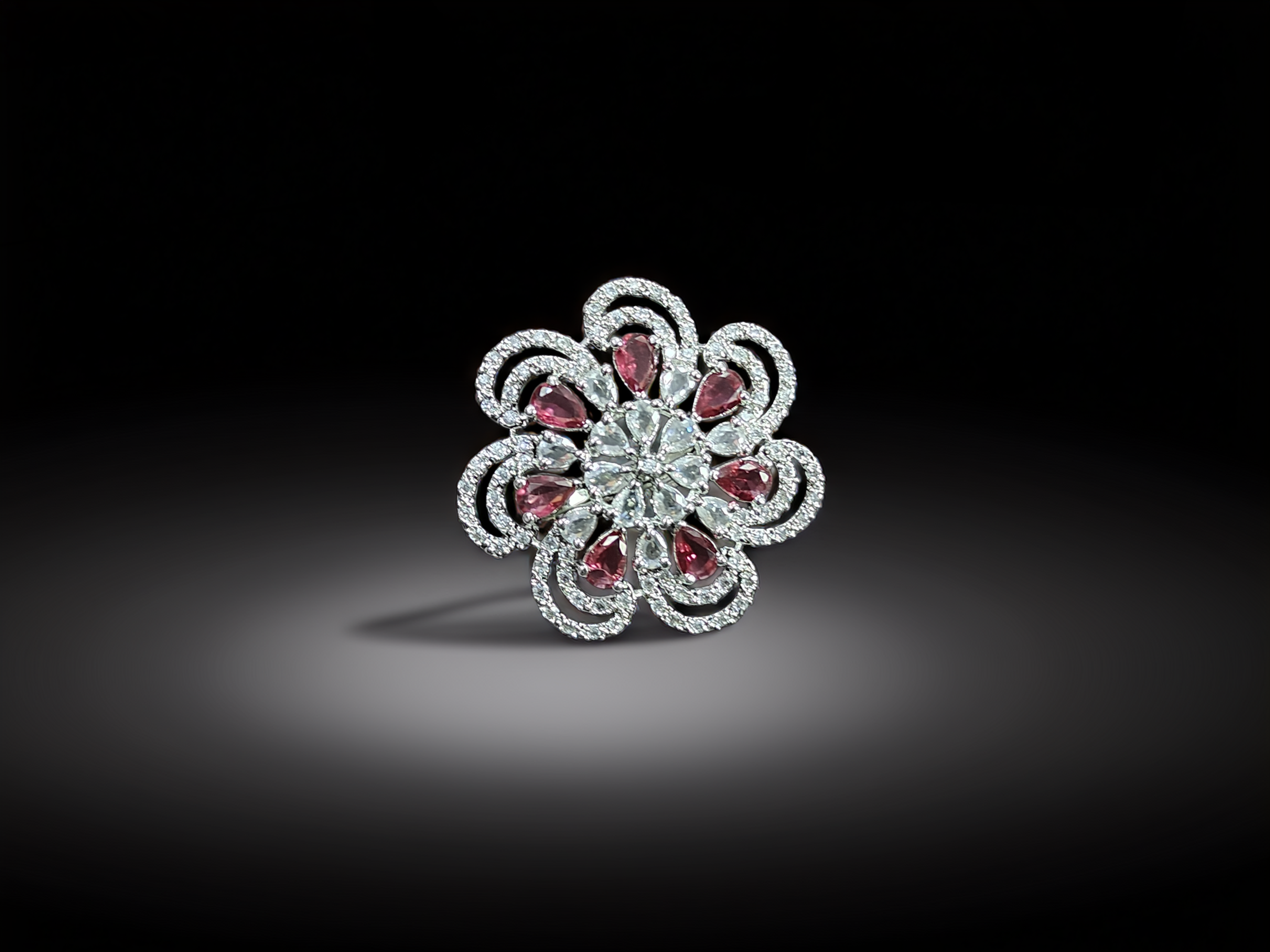 Flower Adjustable American Diamond Ring for Women | Elegant Design (1043)