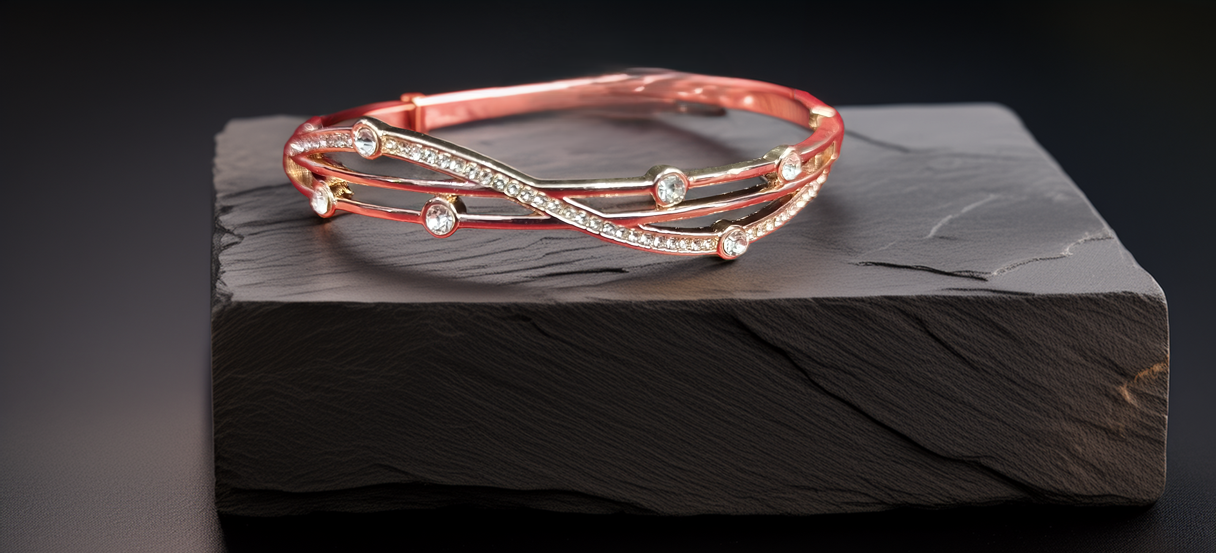 Elegant Rose Gold American Diamond Bracelet (1057)