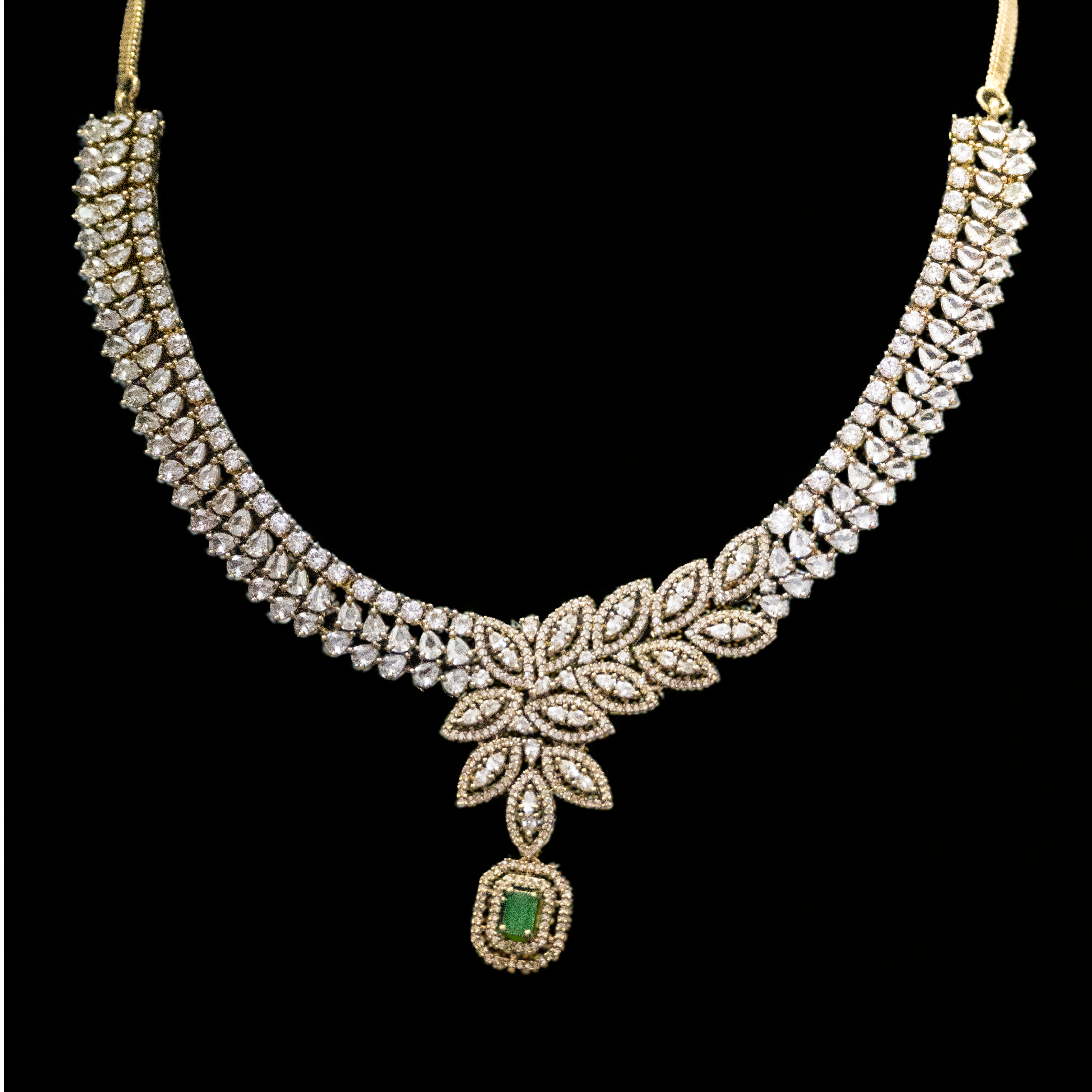 Lightweight Brass AD Necklace Set – Comfort Meets Style (1030)