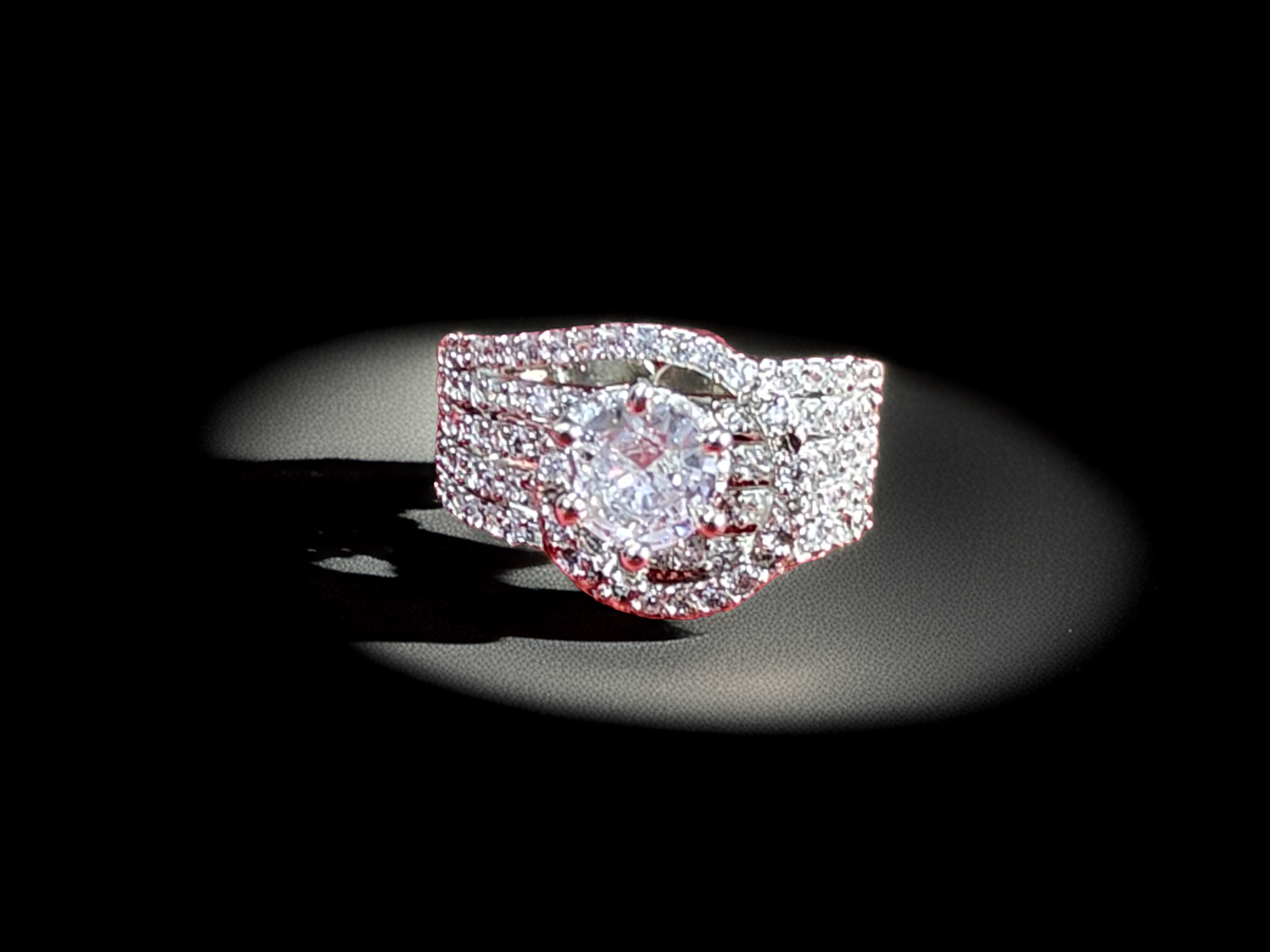 Unique Silver American Diamond Ring | Flexible Fit Design (1041)