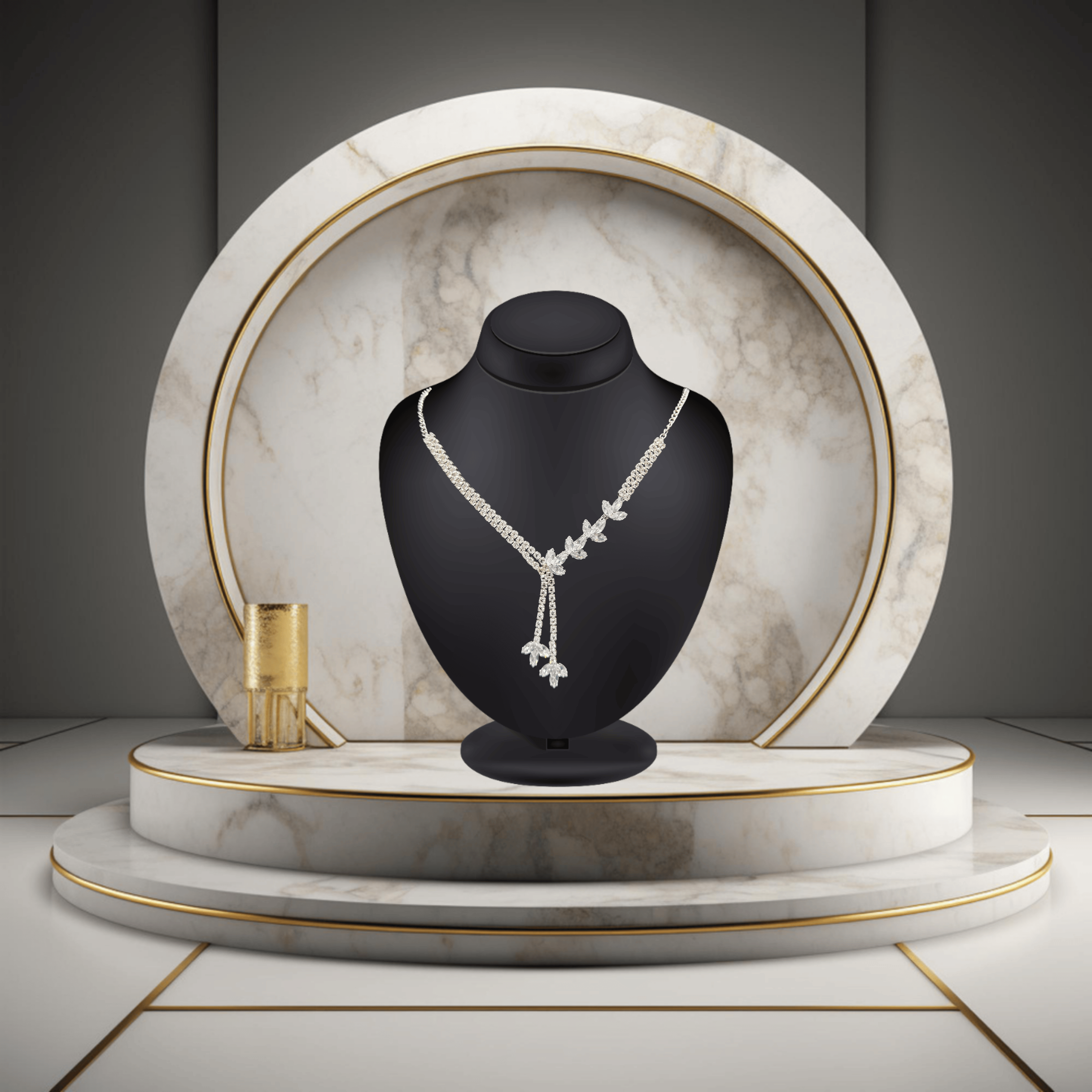 Silver AD Necklace Set – Regal Look in Budget (1063)
