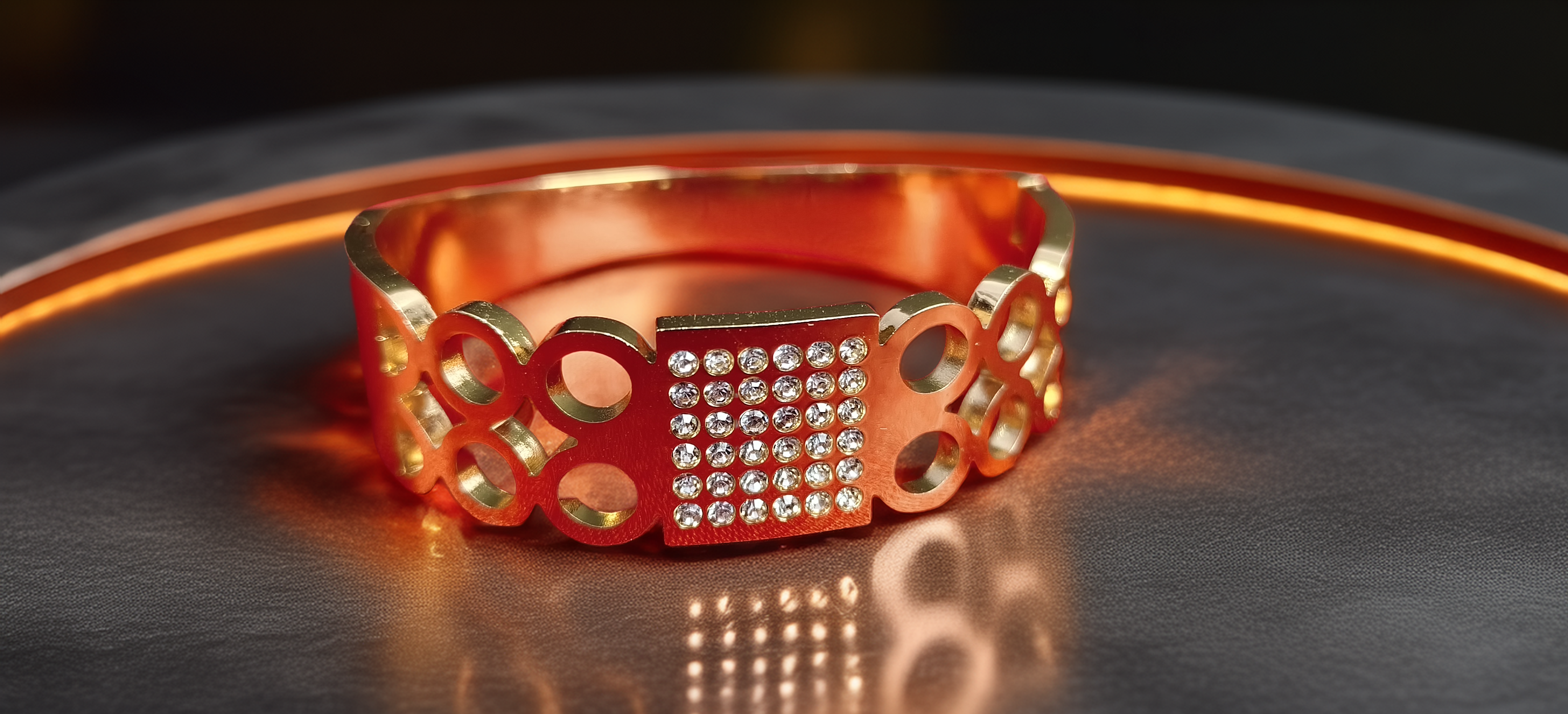 Elegant Golden and Crystal Bracelet (1054)