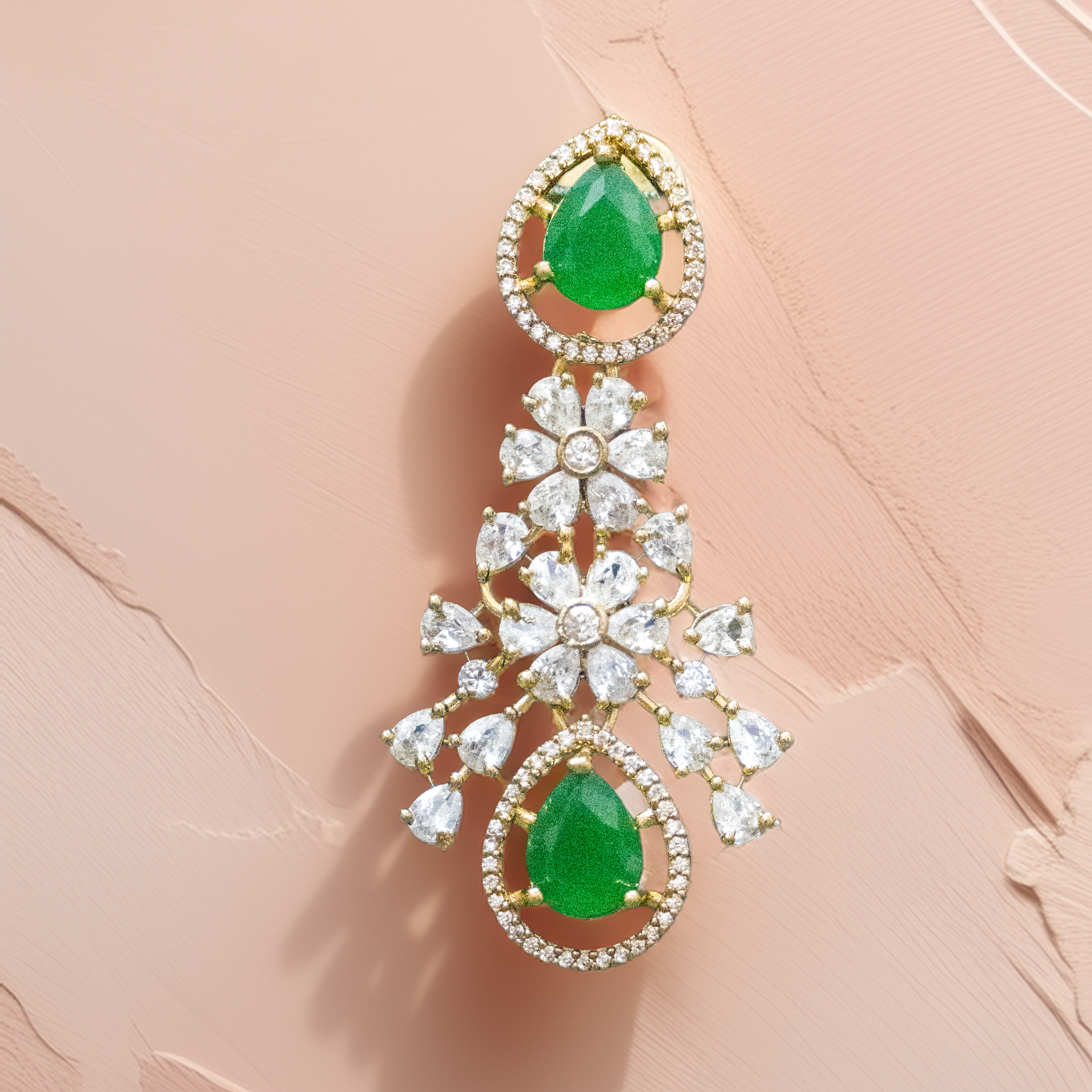 American Diamond Necklace Set in Brass – Shine Like a Star (1006)