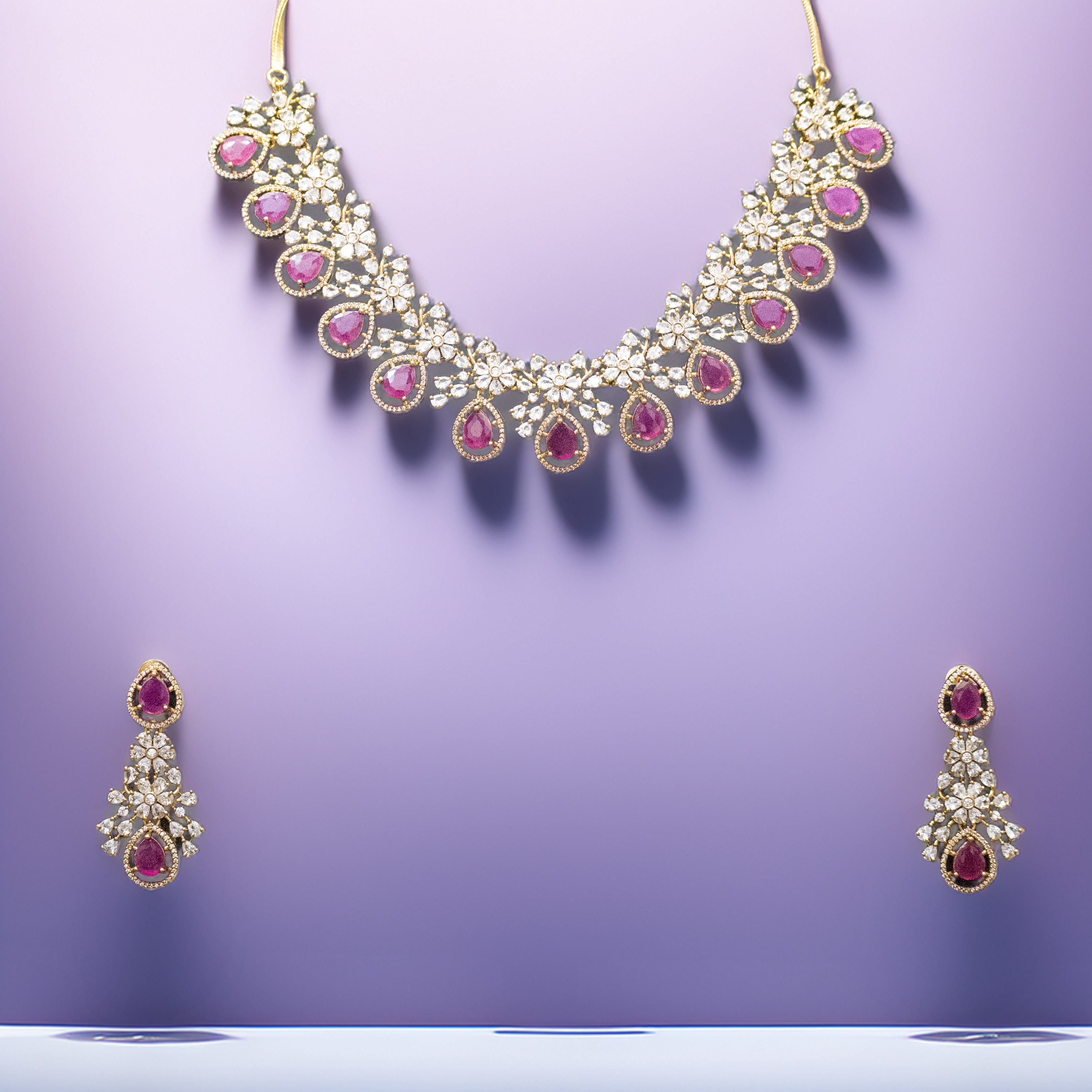 Brass AD Necklace Set – Premium Designer Look at Affordable Price (1006)