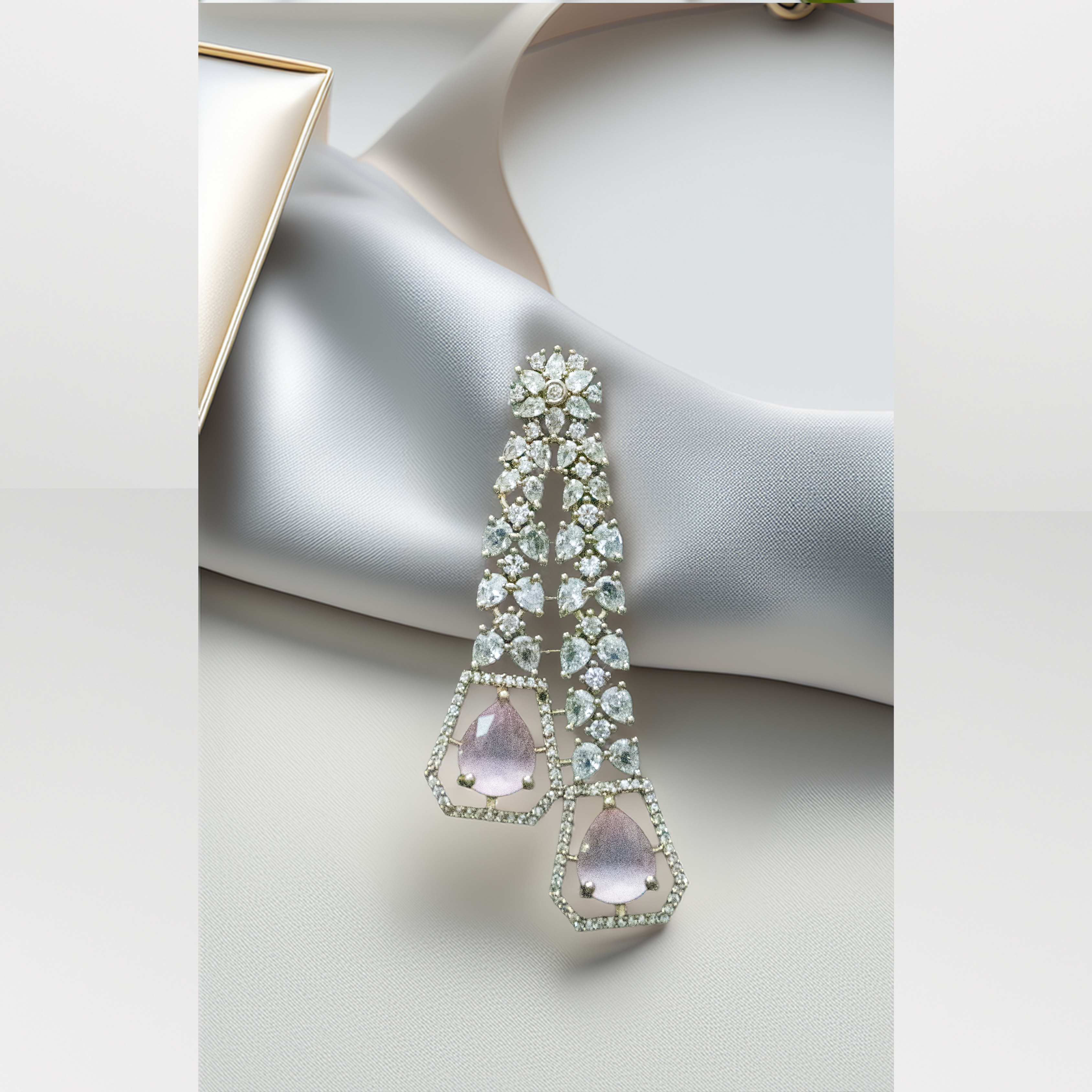 Party Wear Brass AD Necklace Set – Sparkle Effortlessly (1021)