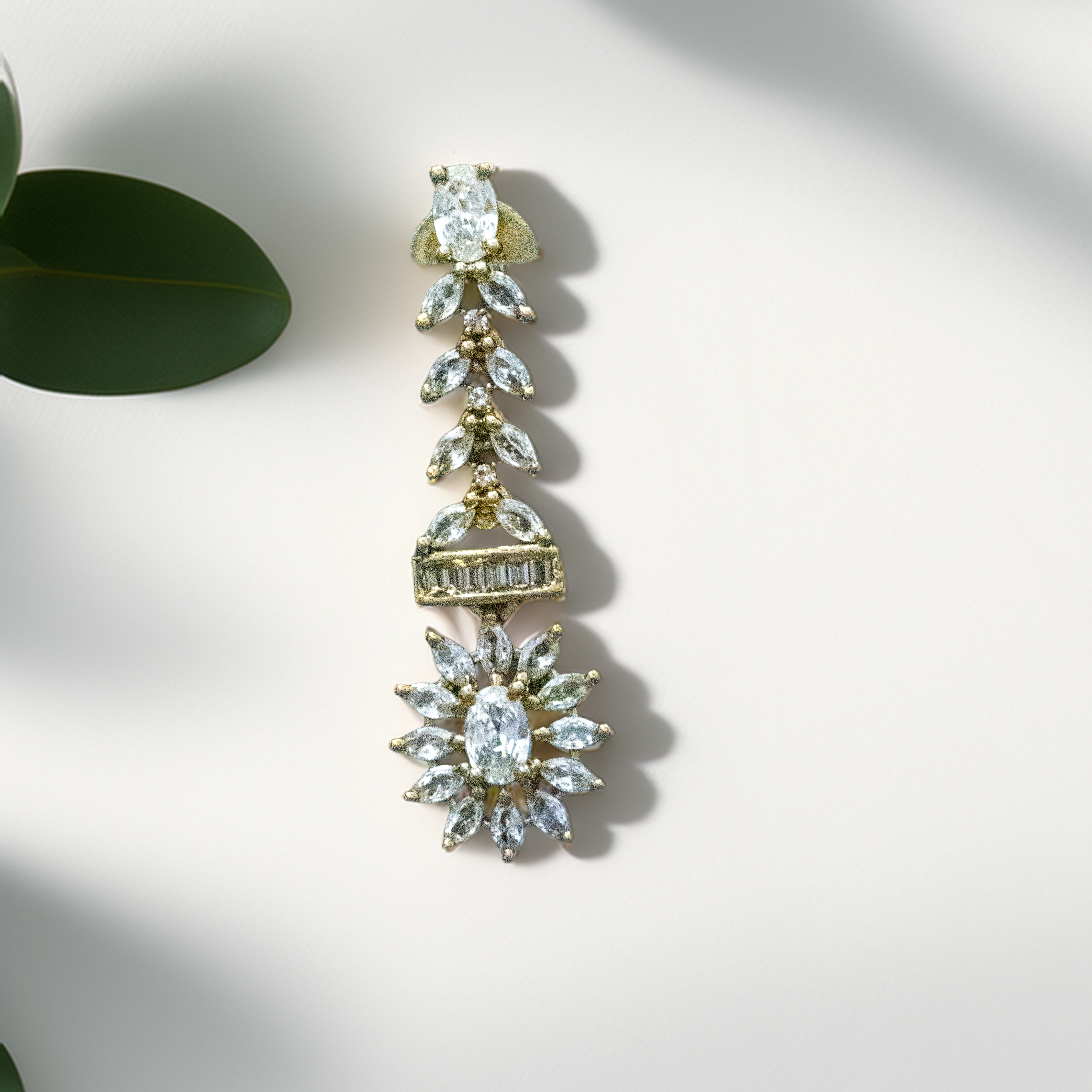 Antique Finish Brass AD Necklace Set – Timeless Beauty (1028)